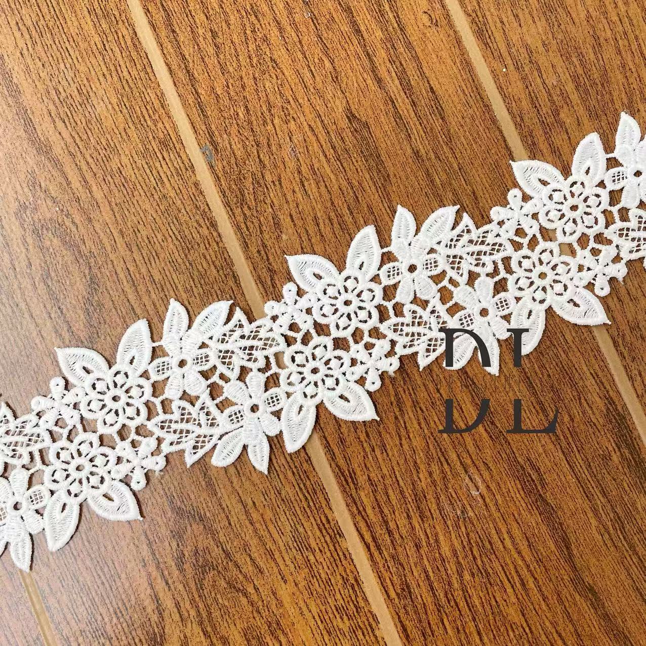 DLG60257 Flowers Guipure Trimming Lace Elegant Designs For Bridal Head Veils Dresses