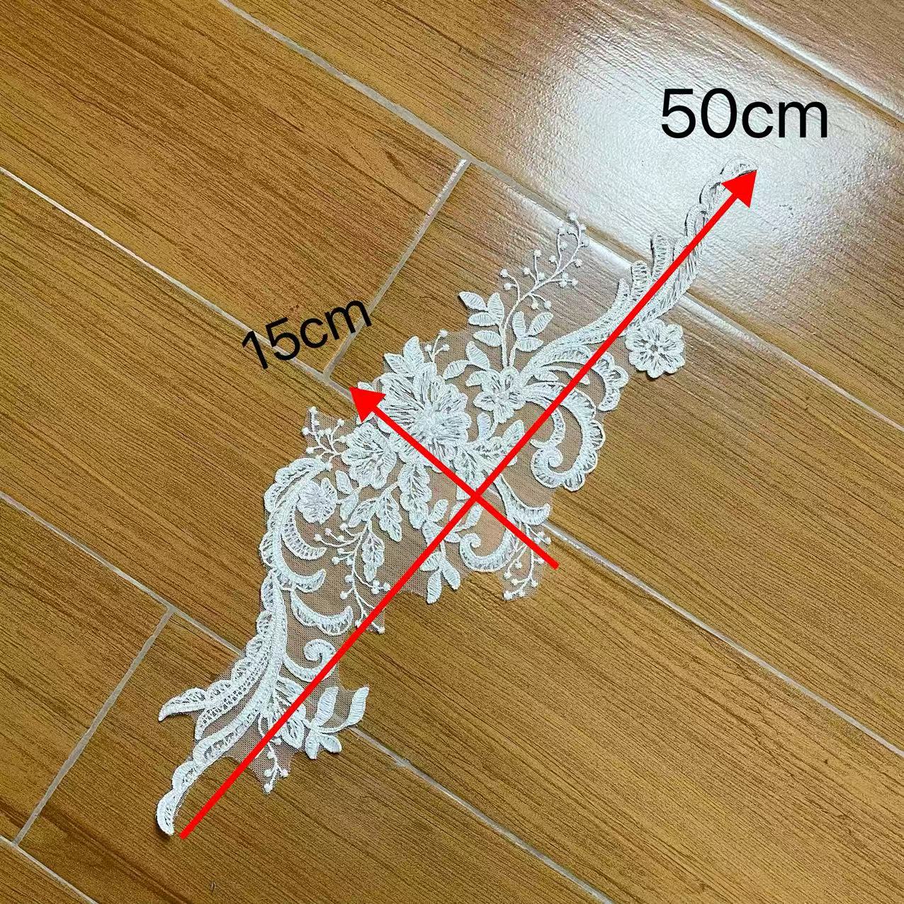 DLM2313 Bridal Lace Appliques with sequins for wedding dresses, formal gowns, veils and home textiles