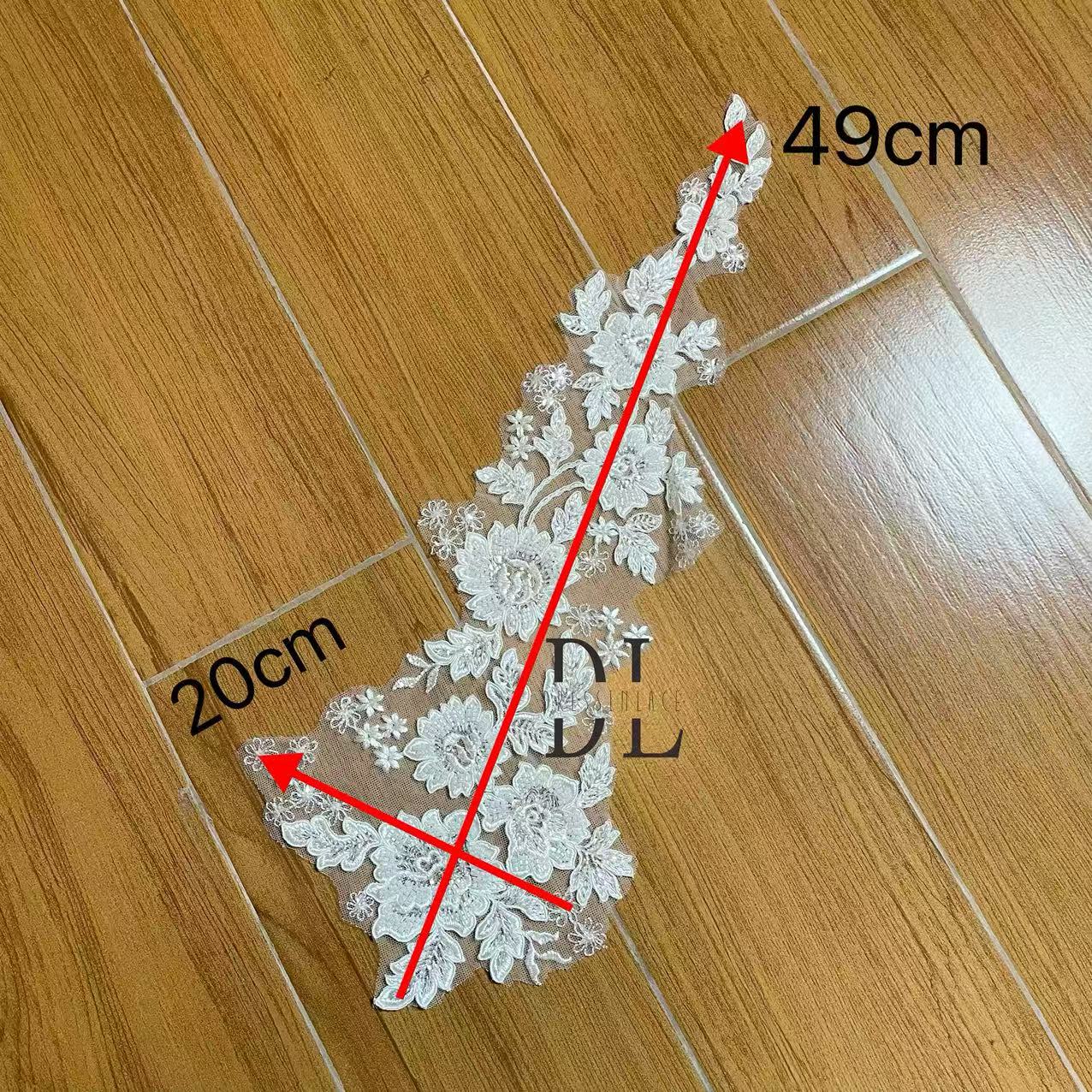 DLM2314 Beading Embroidered Lace Appliques for wedding dresses, formal gowns, veils and home textile