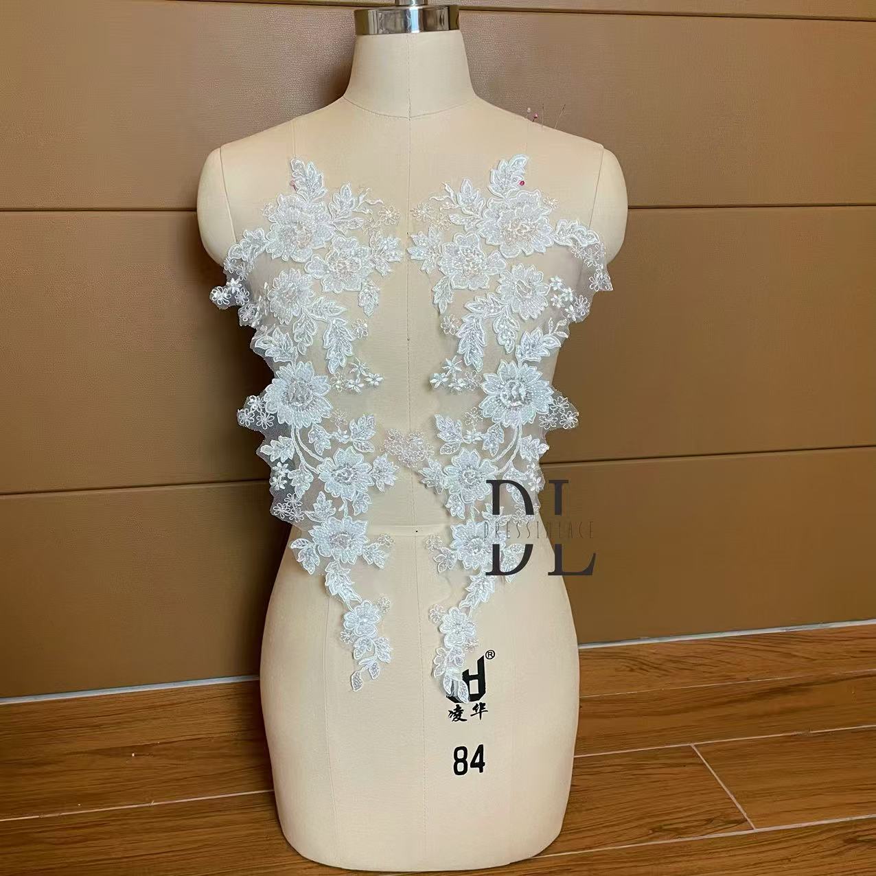 DLM2314 Beading Embroidered Lace Appliques for wedding dresses, formal gowns, veils and home textile