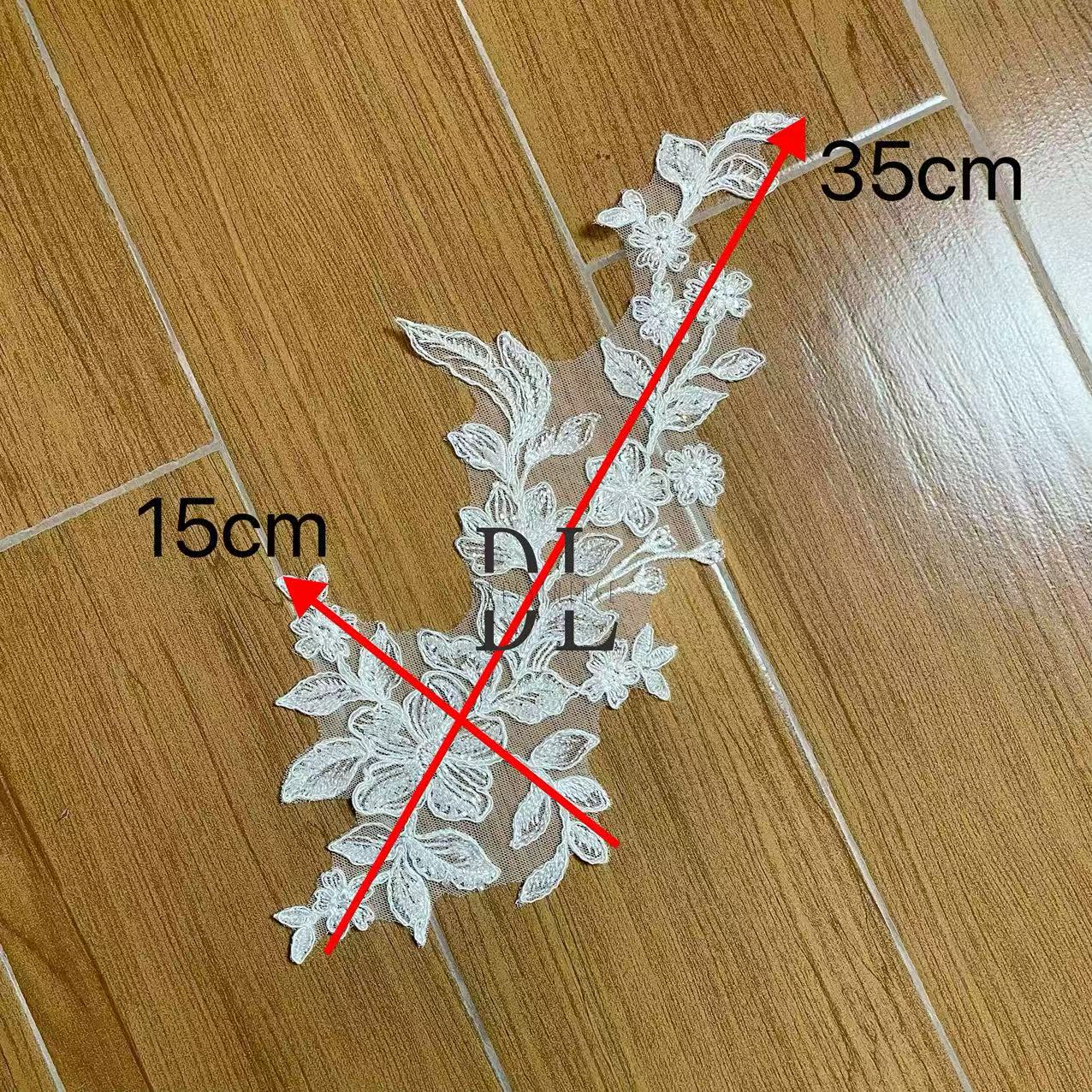 DLM2315 Beading Lace patches for wedding dresses, formal gowns, veils and home textile decor