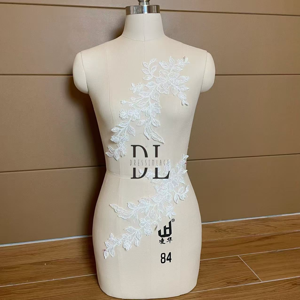 DLM2315 Beading Lace patches for wedding dresses, formal gowns, veils and home textile decor