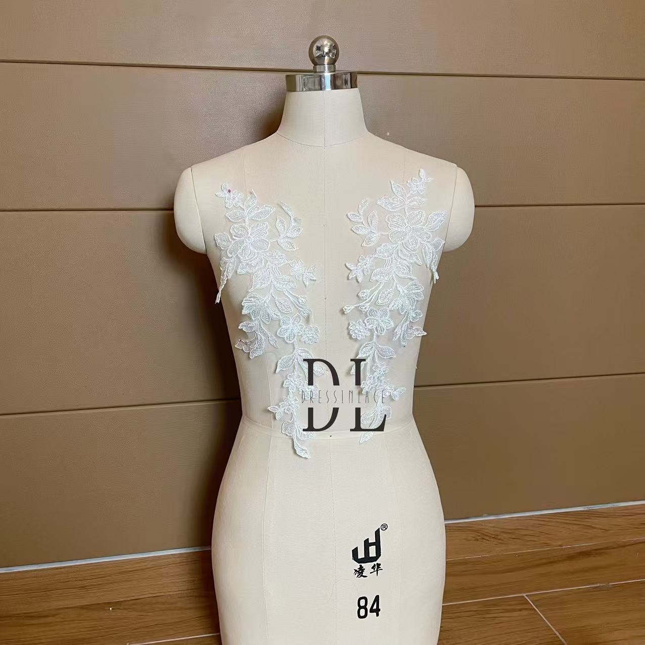 DLM2315 Beading Lace patches for wedding dresses, formal gowns, veils and home textile decor