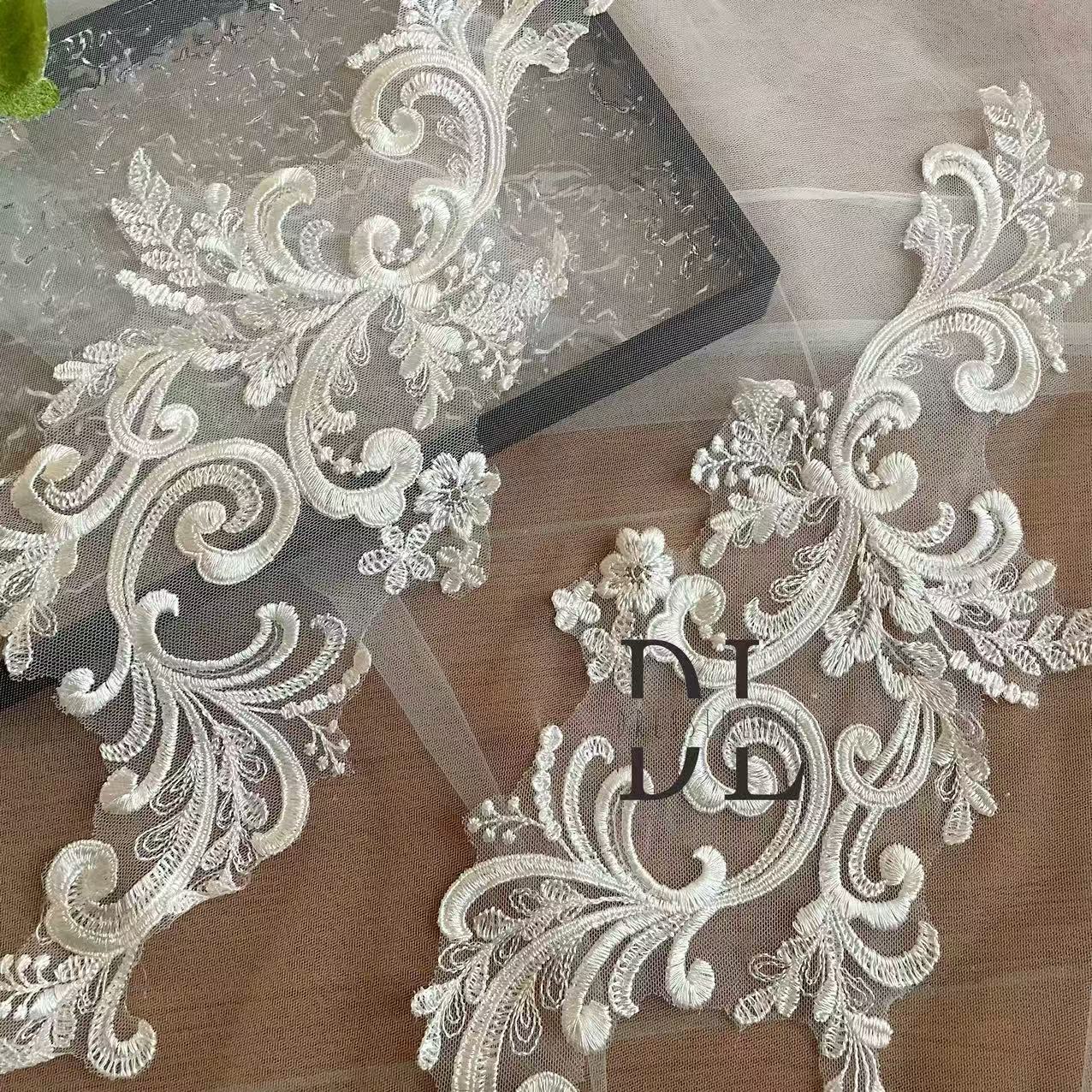 DLM2317 Shiny sequins Lace motifs for wedding dresses, formal gowns, veils and home textiles