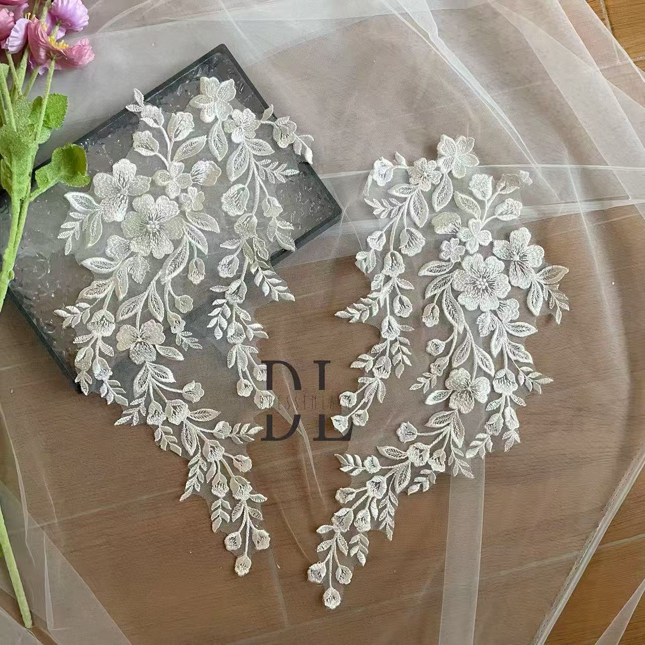 DLM2318 Bridal Lace motifs for wedding dresses, formal gowns, wedding veils and home textiles