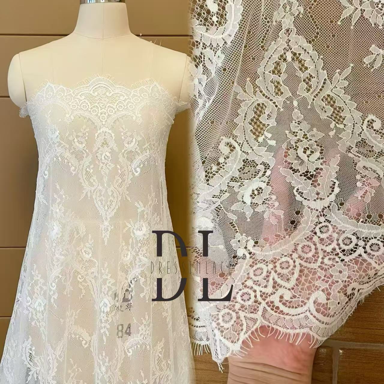 DL15118 Nylon Eyelash lace 3 meters per piece for wedding dresses, boho dress, child clothes