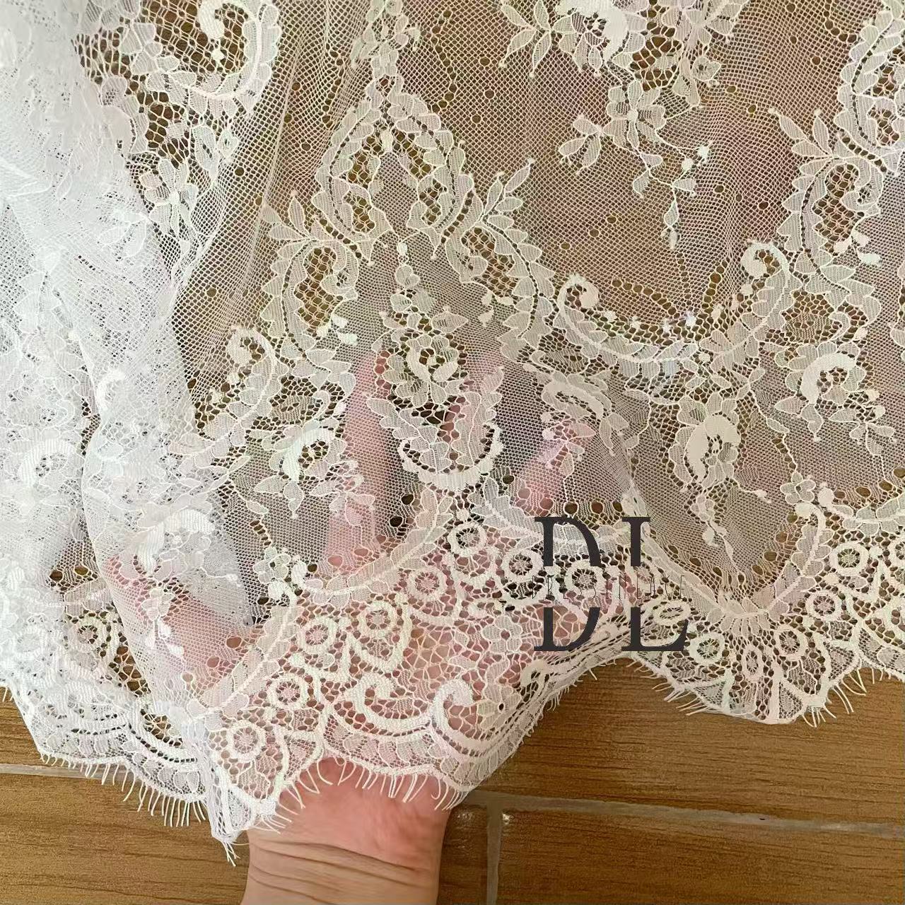 DL15118 Nylon Eyelash lace 3 meters per piece for wedding dresses, boho dress, child clothes