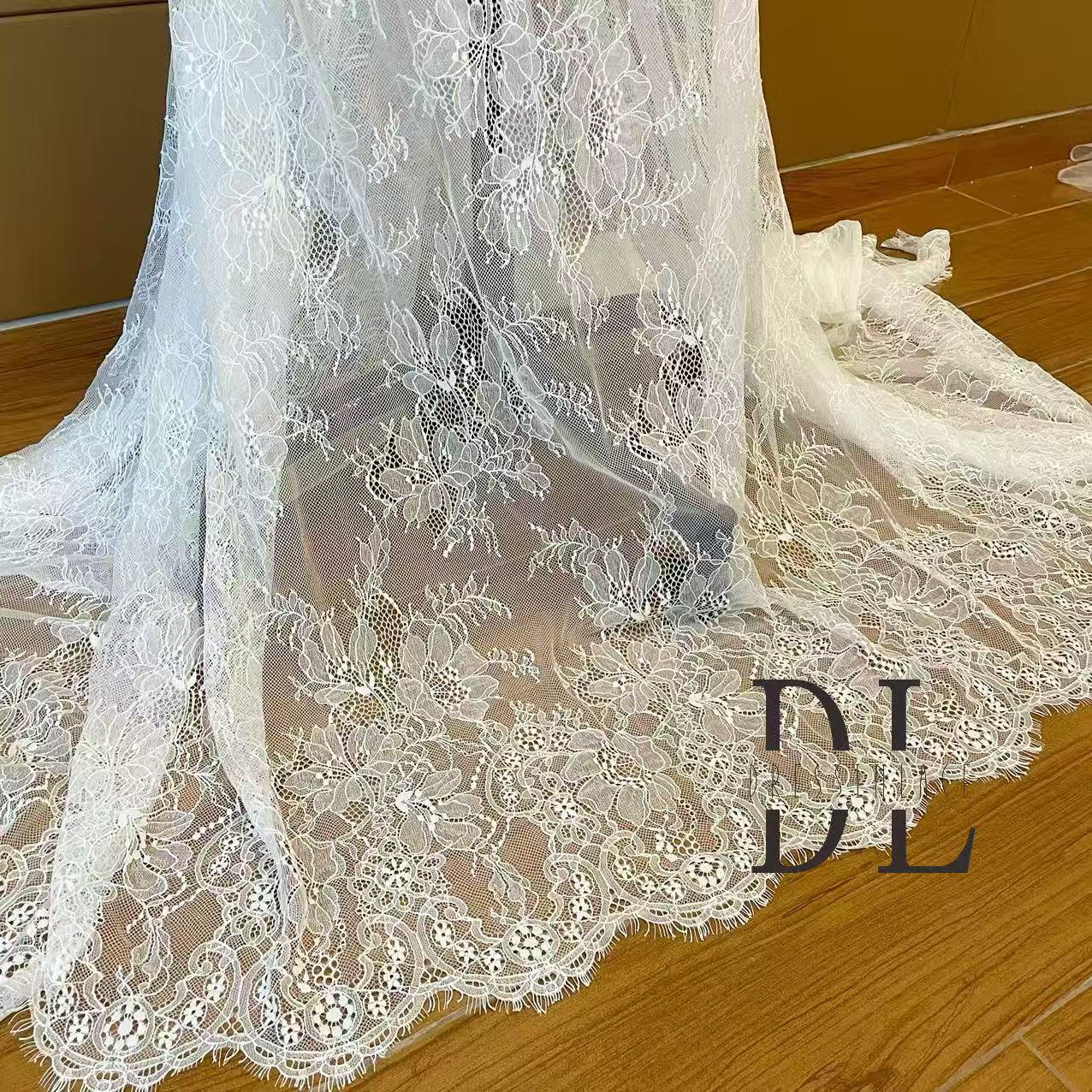 DL15106 Chantilly Eyelash lace 3 meters per piece for wedding dresses, boho dress, child clothes