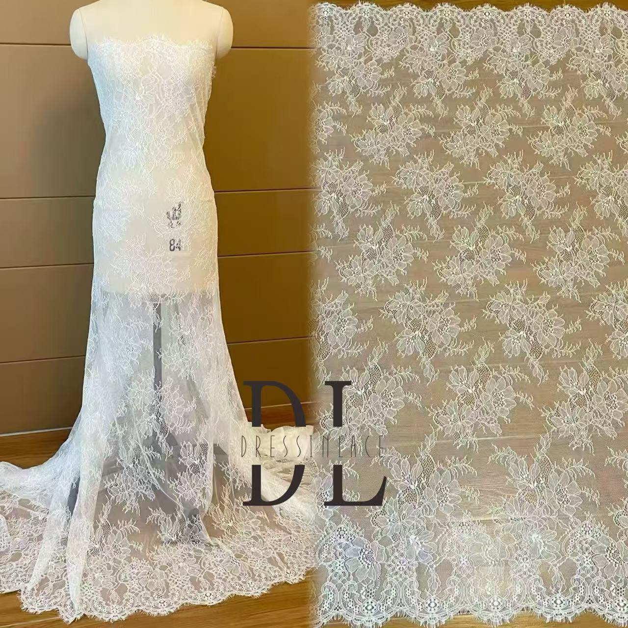 DL15106 Chantilly Eyelash lace 3 meters per piece for wedding dresses, boho dress, child clothes