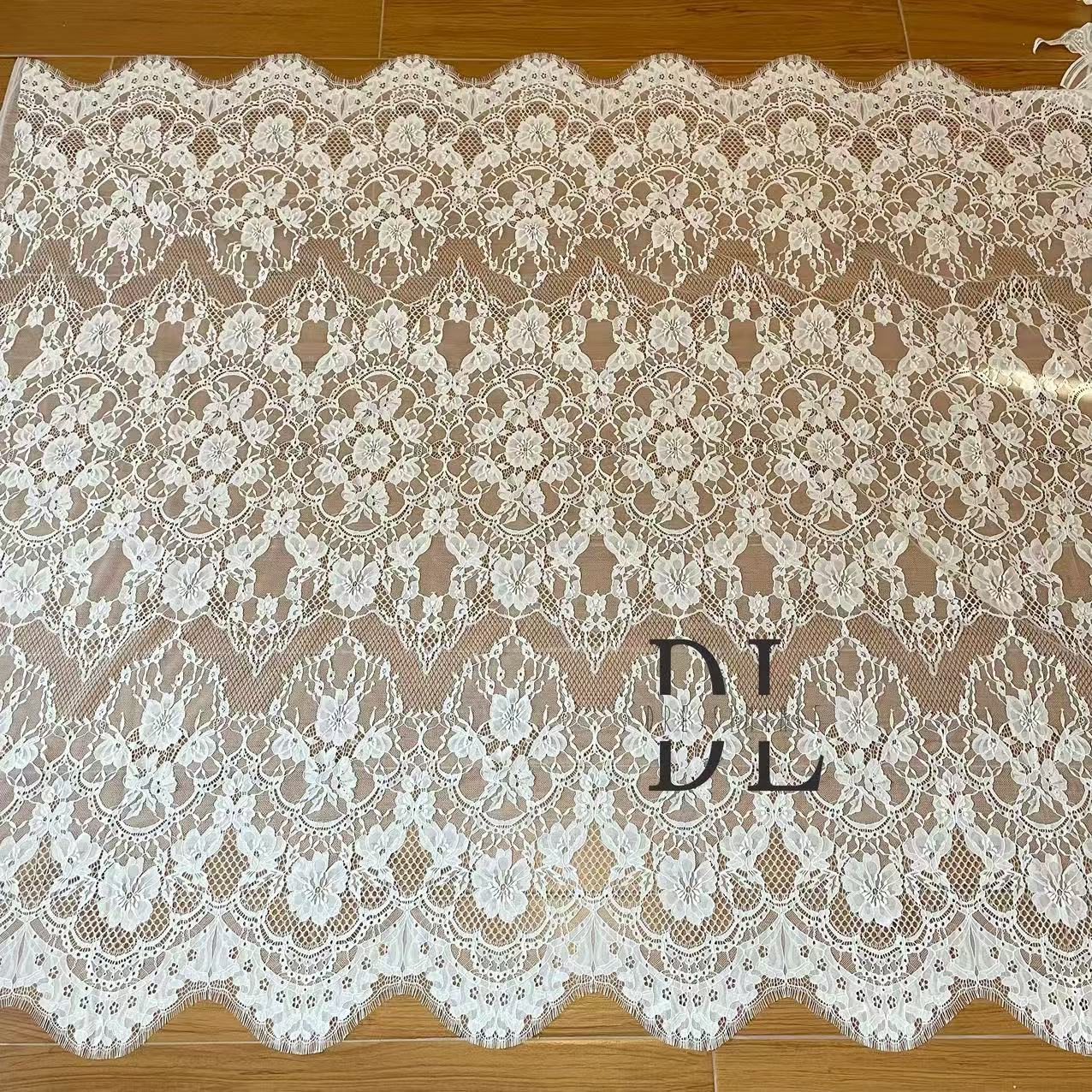 DL15125 Soft Chantilly Lace with Eyelash for bridal gowns, wedding dresses, boho dress, kids dresses