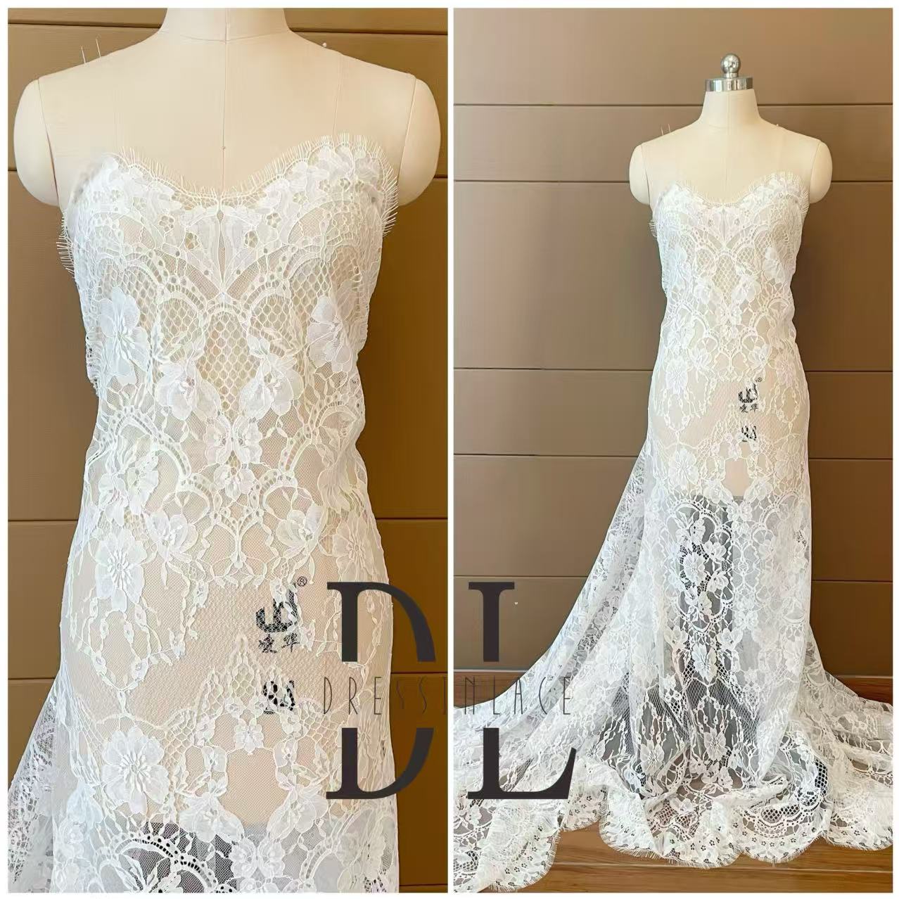 DL15125 Soft Chantilly Lace with Eyelash for bridal gowns, wedding dresses, boho dress, kids dresses