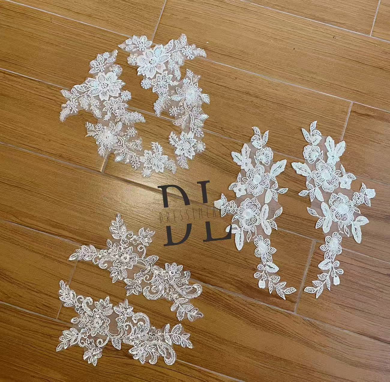 DLM2320-2322 Bridal wedding dresses Lace motifs, bride dresses veils accessories