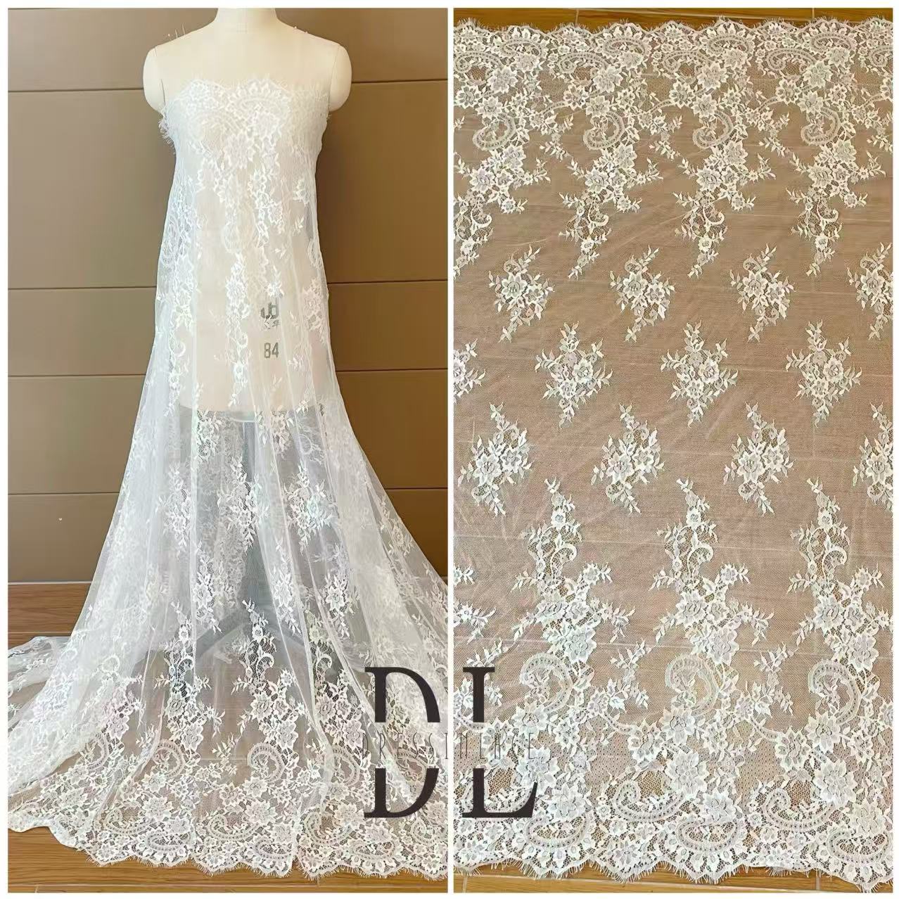 DL15038 Classical eyelash wedding lace fabric for bridal dresses, boho dress, child clothes