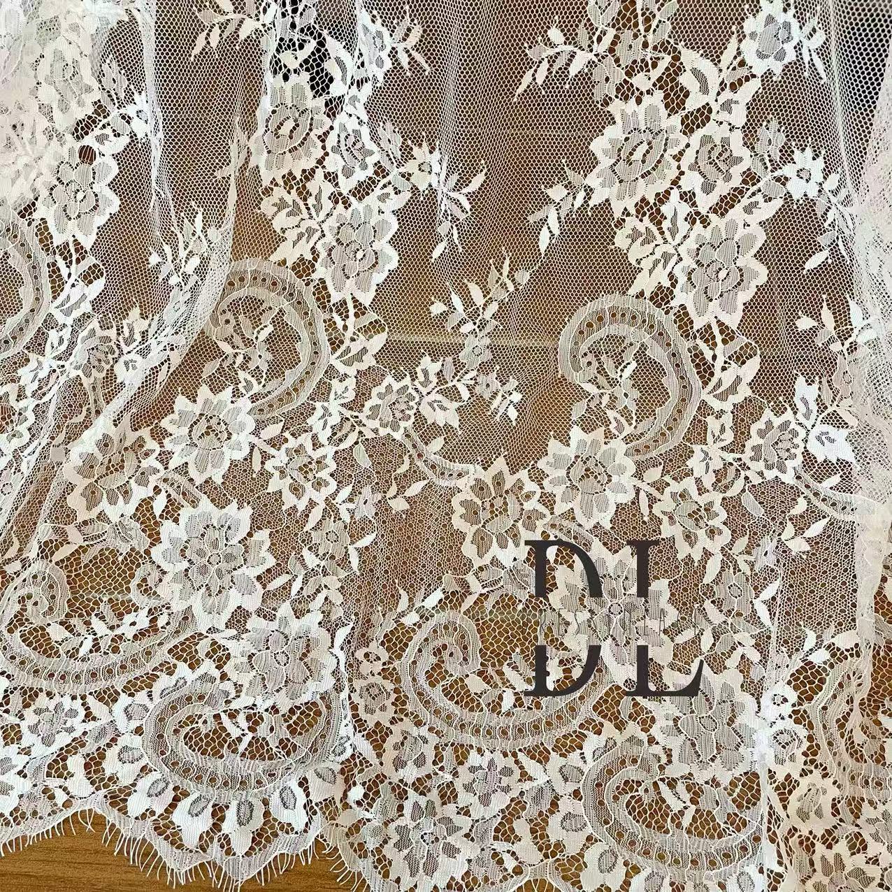 DL15038 Classical eyelash wedding lace fabric for bridal dresses, boho dress, child clothes