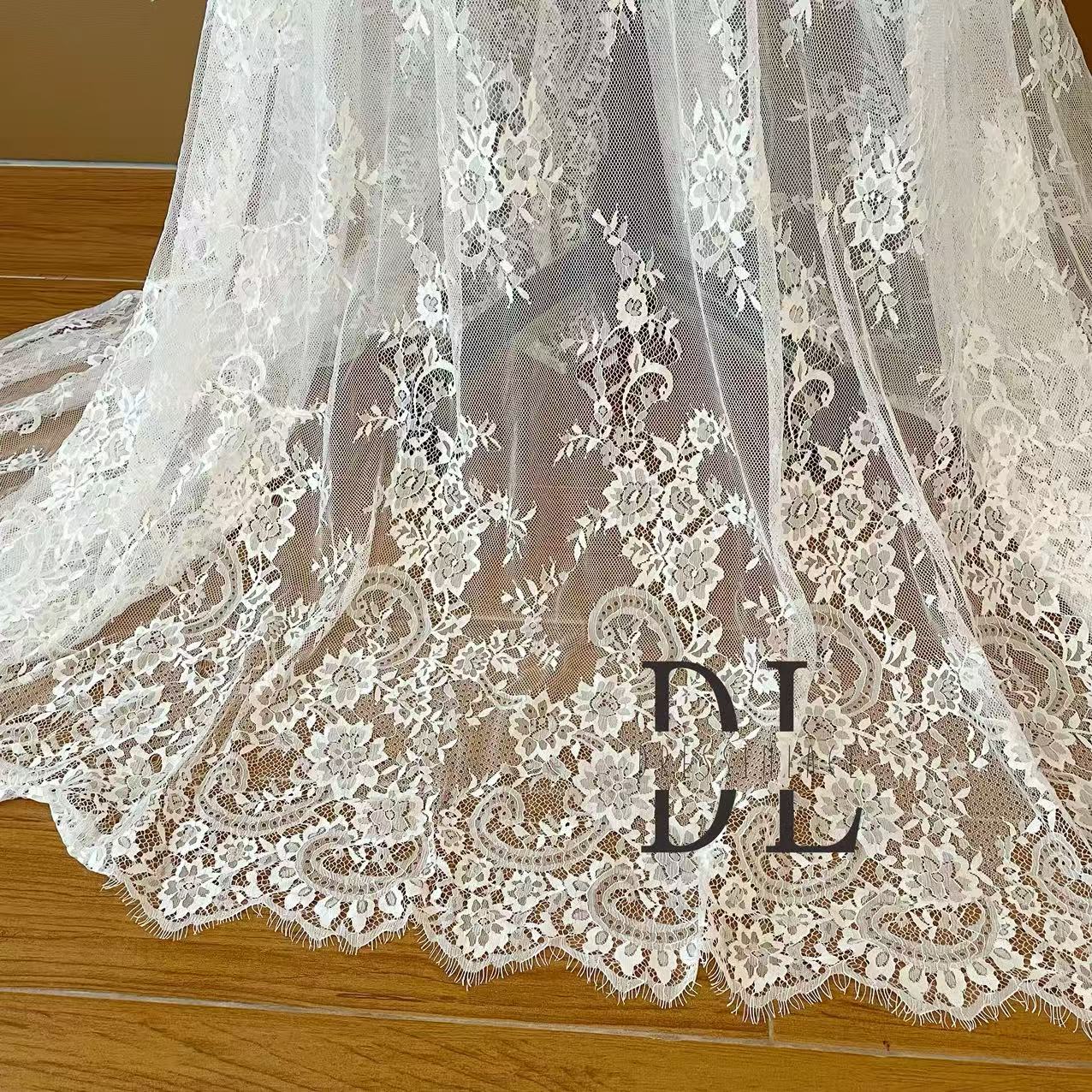 DL15038 Classical eyelash wedding lace fabric for bridal dresses, boho dress, child clothes