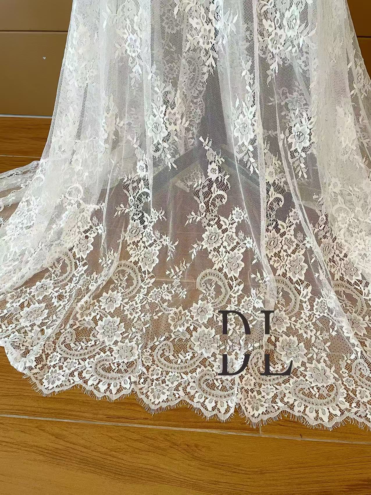 DL15038 Classical eyelash wedding lace fabric for bridal dresses, boho dress, child clothes