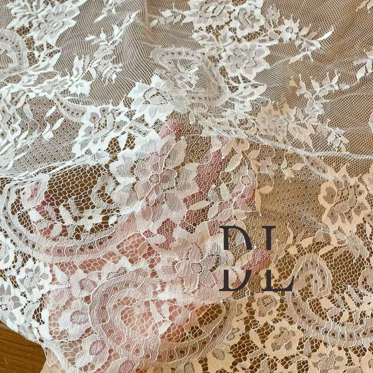 DL15038 Classical eyelash wedding lace fabric for bridal dresses, boho dress, child clothes