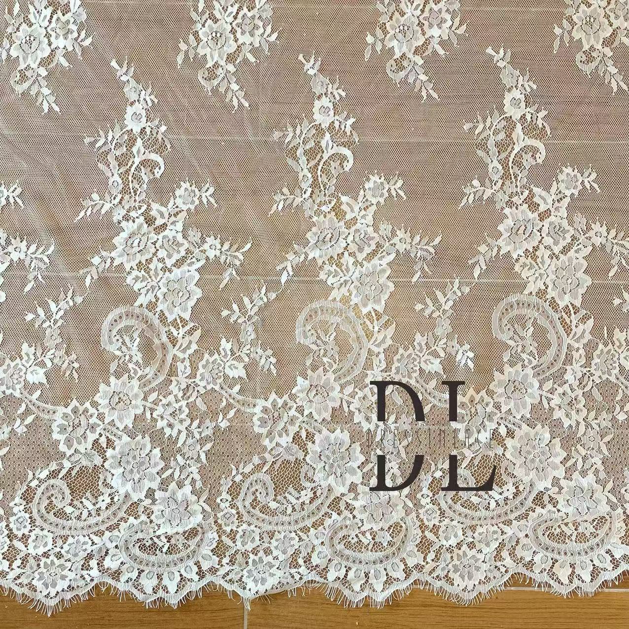 DL15038 Classical eyelash wedding lace fabric for bridal dresses, boho dress, child clothes