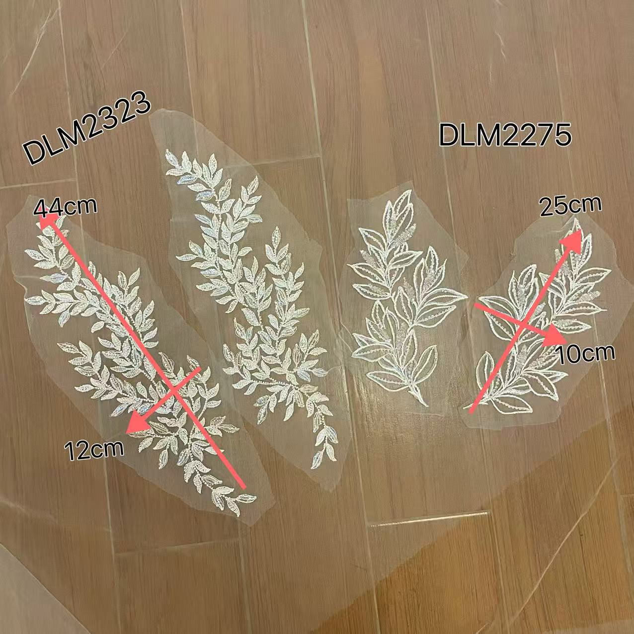 M2275&2323 Beading embroidered Lace appliqués for bride dresses, veils, fashion clothes accessories