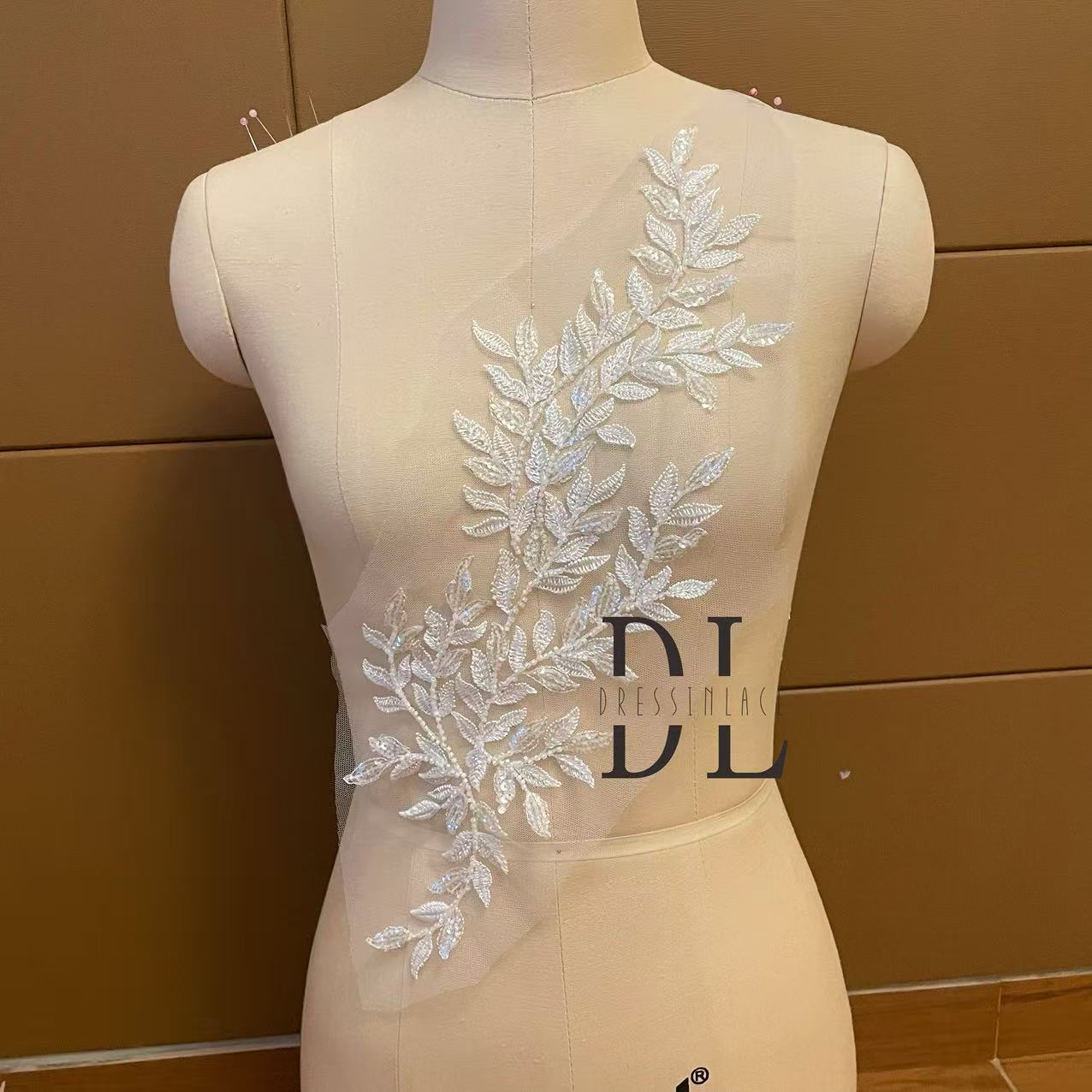 M2275&2323 Beading embroidered Lace appliqués for bride dresses, veils, fashion clothes accessories