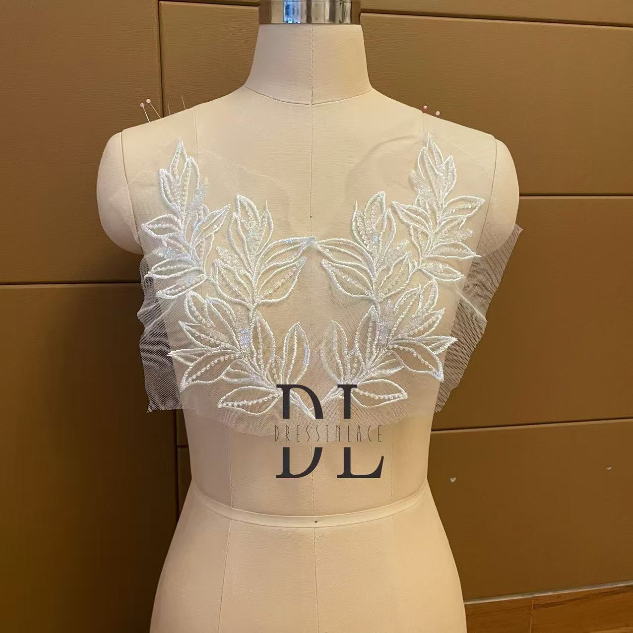 M2275&2323 Beading embroidered Lace appliqués for bride dresses, veils, fashion clothes accessories