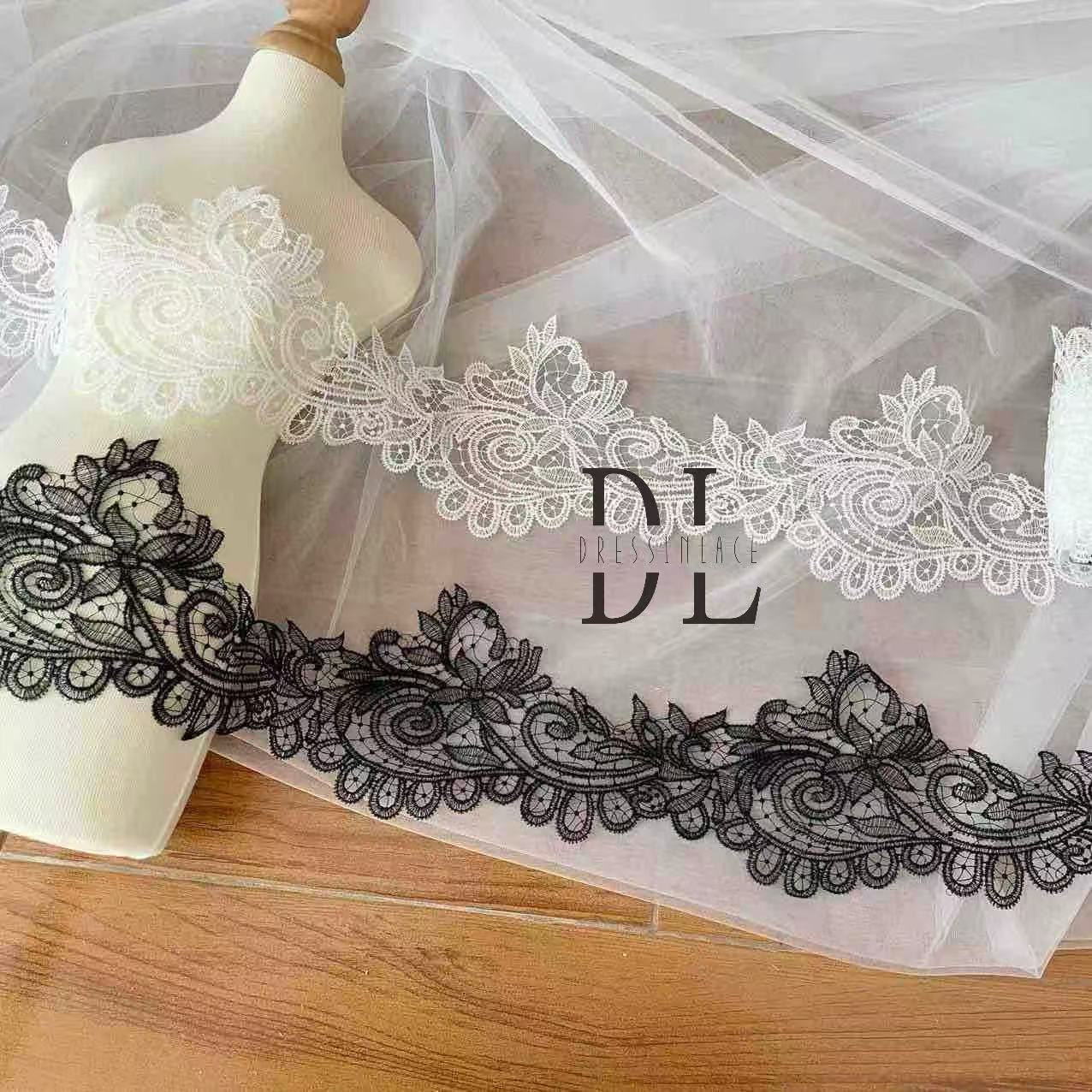 DLG135324 Guipure edge lace trim plain embroidered For Bridal Head Veils home textiles DIY accessories