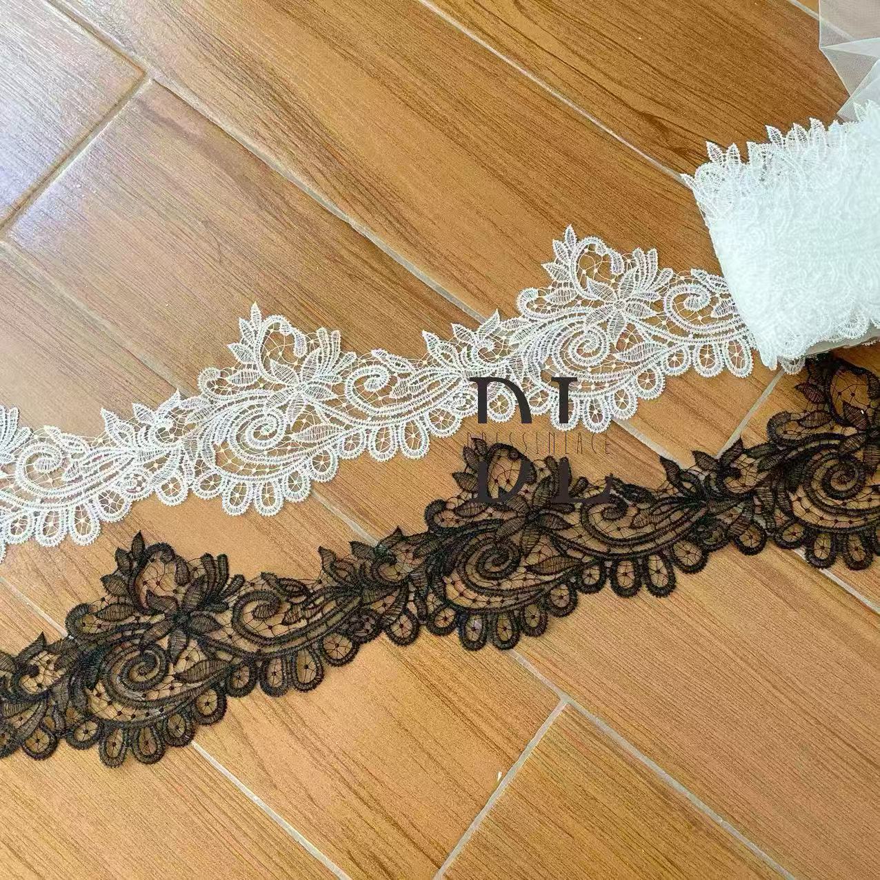 DLG135324 Guipure edge lace trim plain embroidered For Bridal Head Veils home textiles DIY accessories