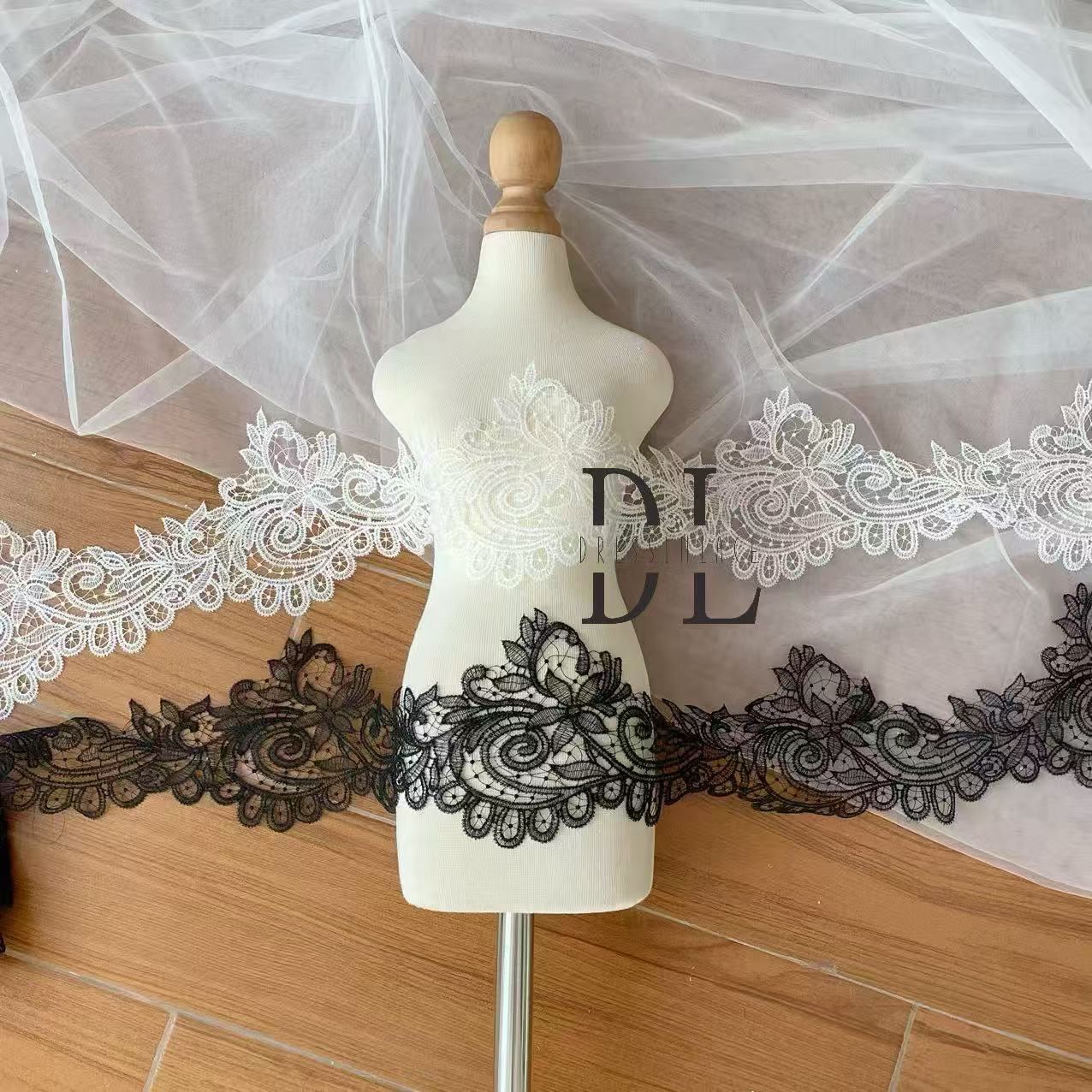 DLG135324 Guipure edge lace trim plain embroidered For Bridal Head Veils home textiles DIY accessories