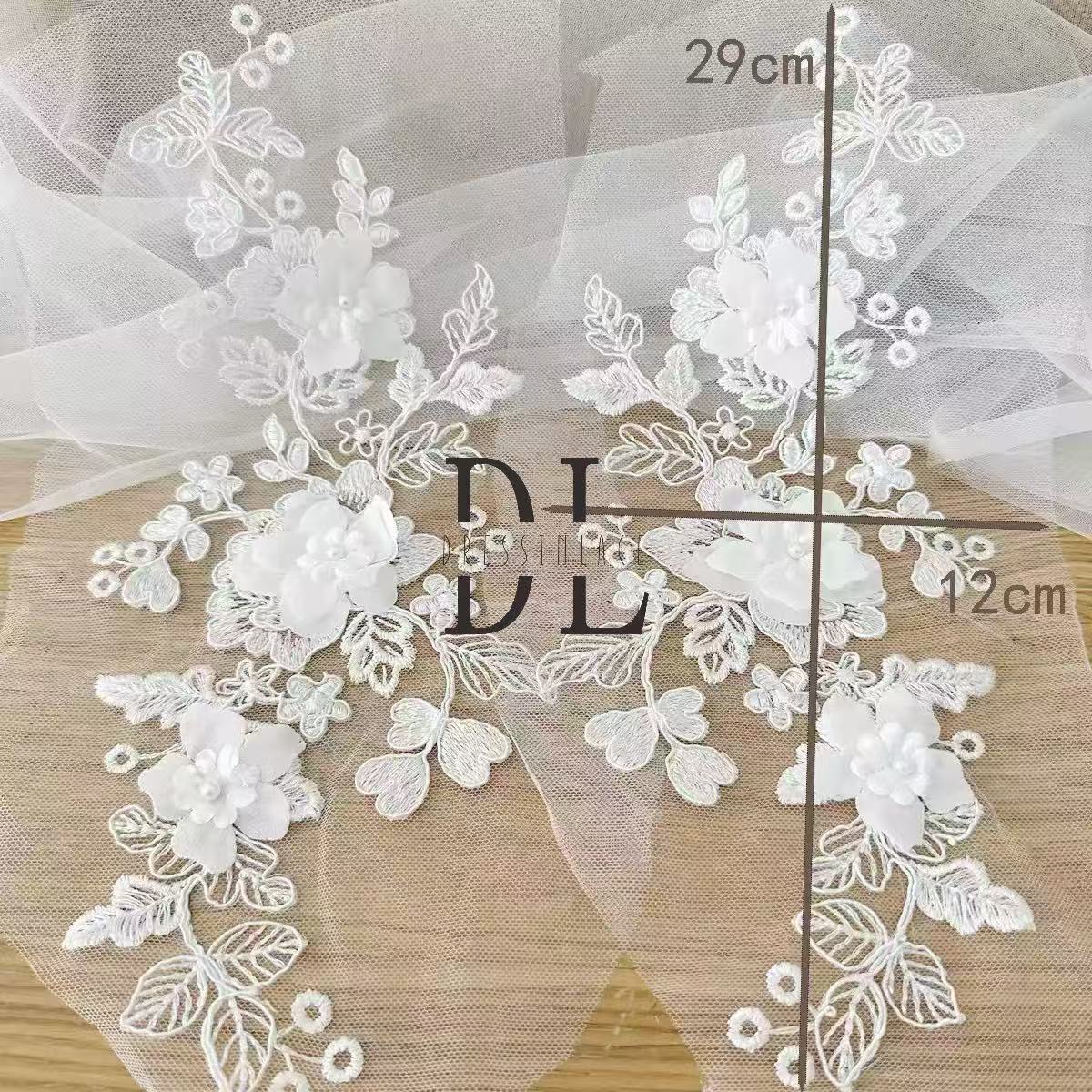 DLM2324 3d flower lace appliques for Bride wedding dresses, bridal veils accessorie