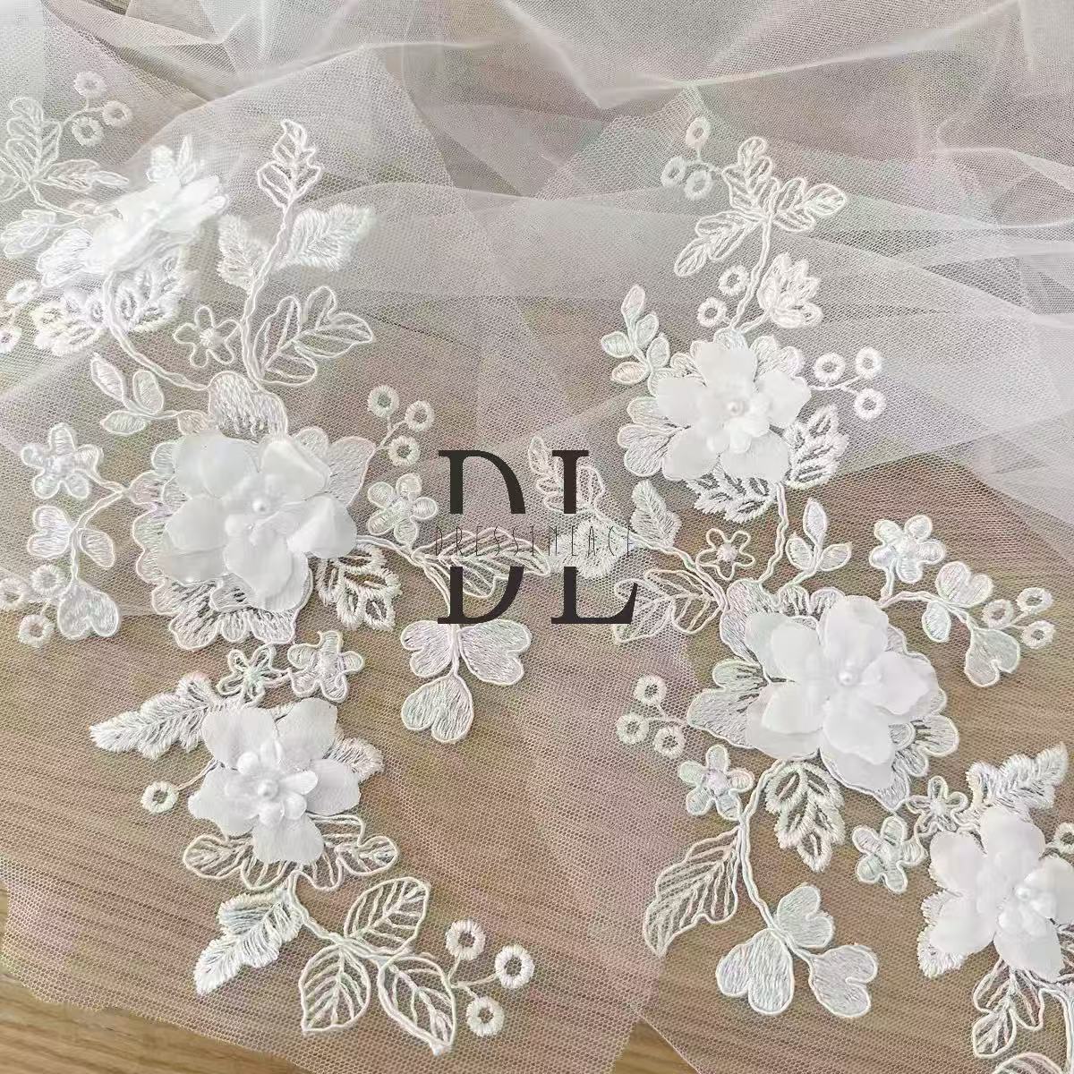 DLM2324 3d flower lace appliques for Bride wedding dresses, bridal veils accessorie