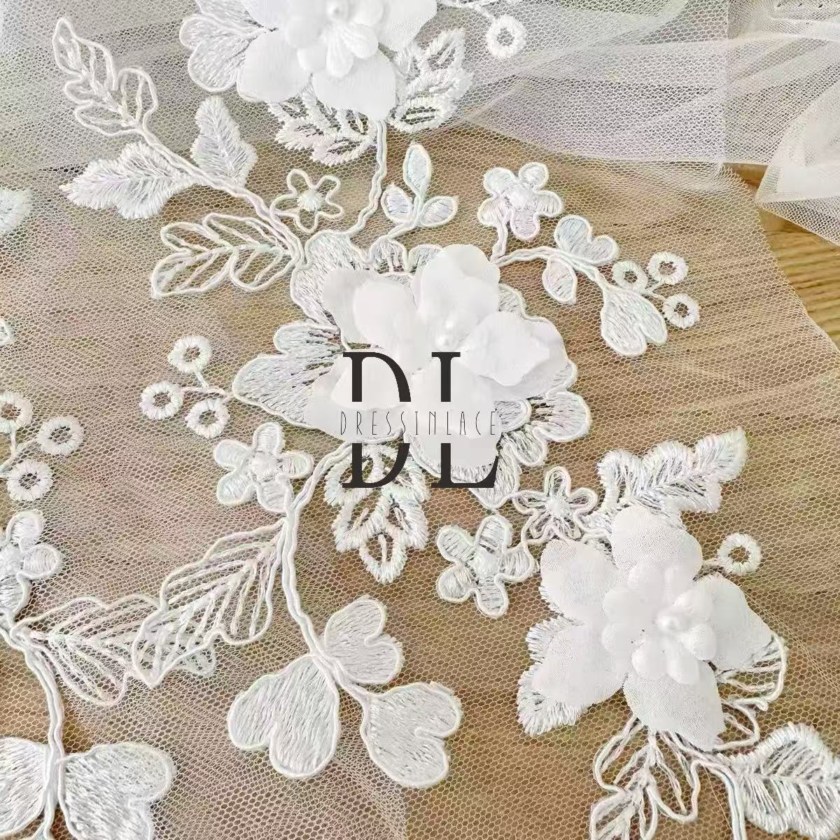 DLM2324 3d flower lace appliques for Bride wedding dresses, bridal veils accessorie