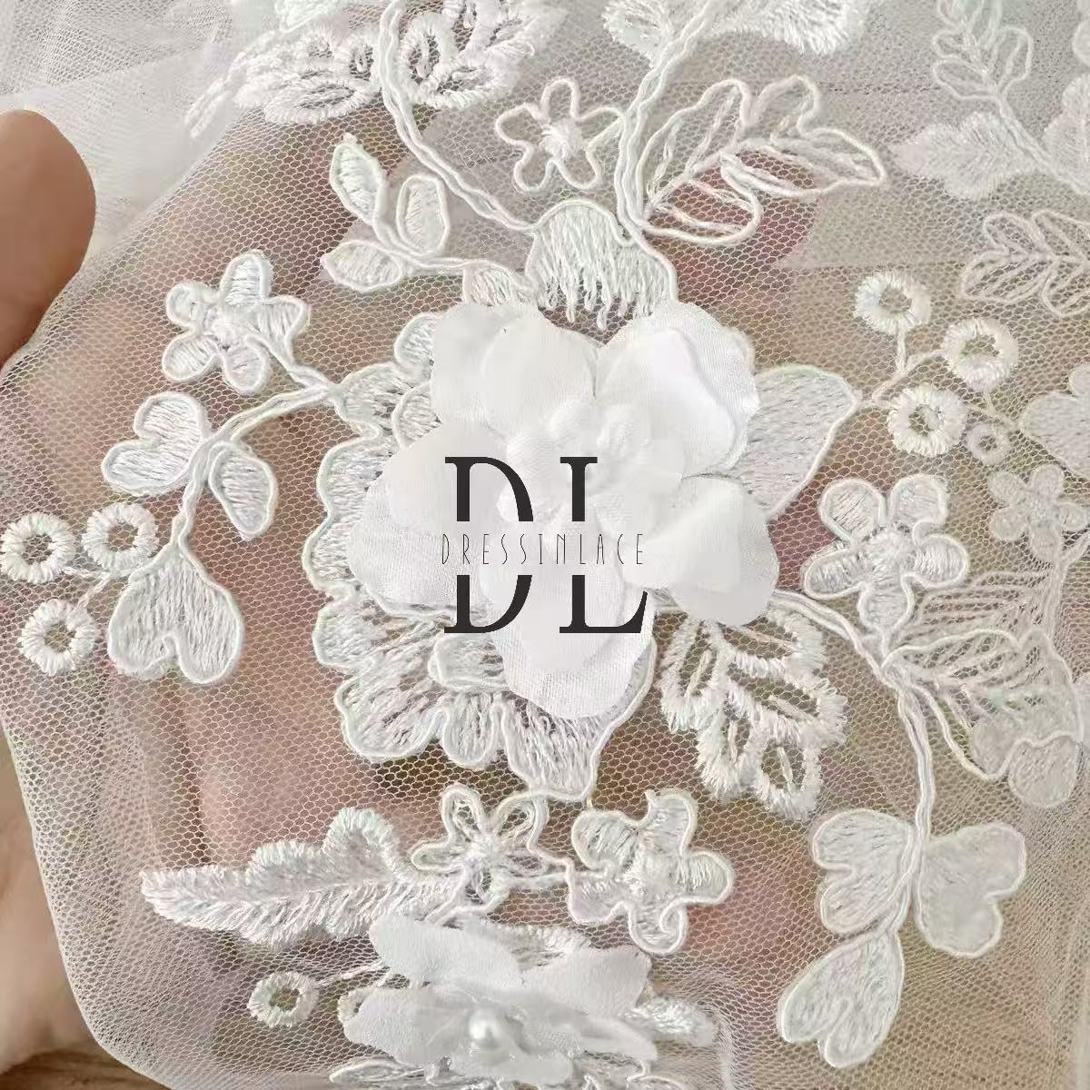 DLM2324 3d flower lace appliques for Bride wedding dresses, bridal veils accessorie