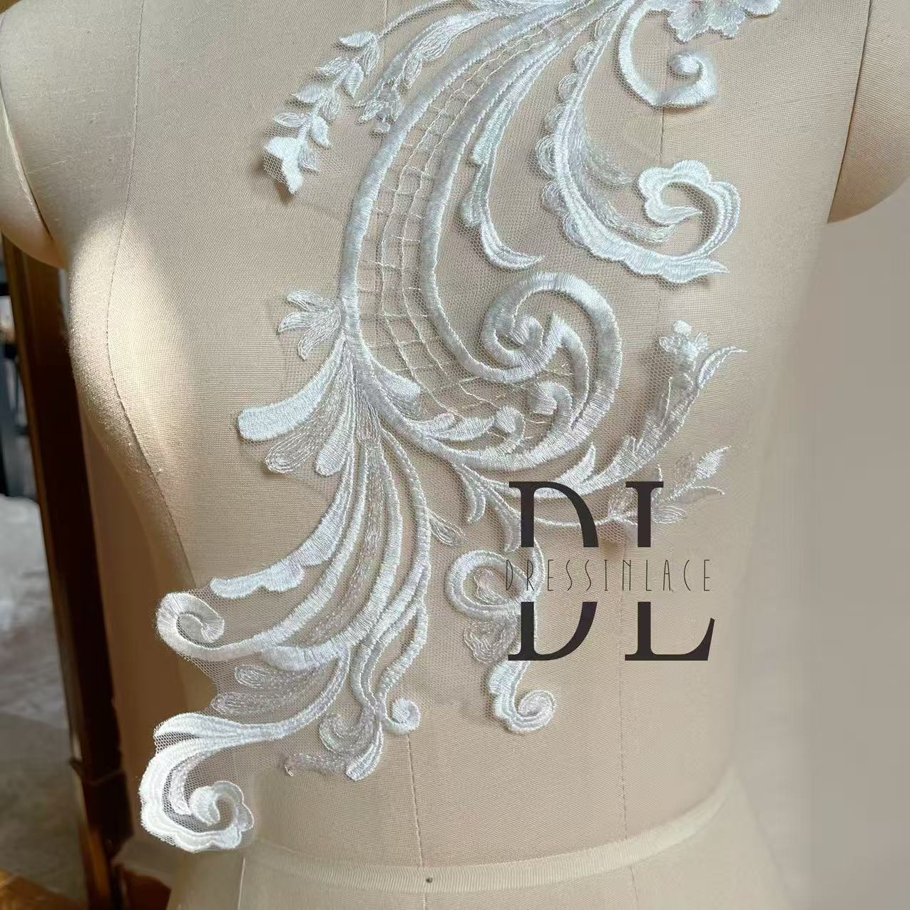 DLM2328&DLM2329 Embroidery Lace patches for bride dresses, bridal veils, DIY fashion clothes accessories