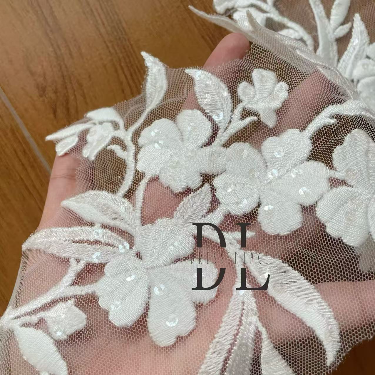DLM2334 Sequins lace appliques for Bride wedding dresses Lace motifs, DIY bridal veils accessories