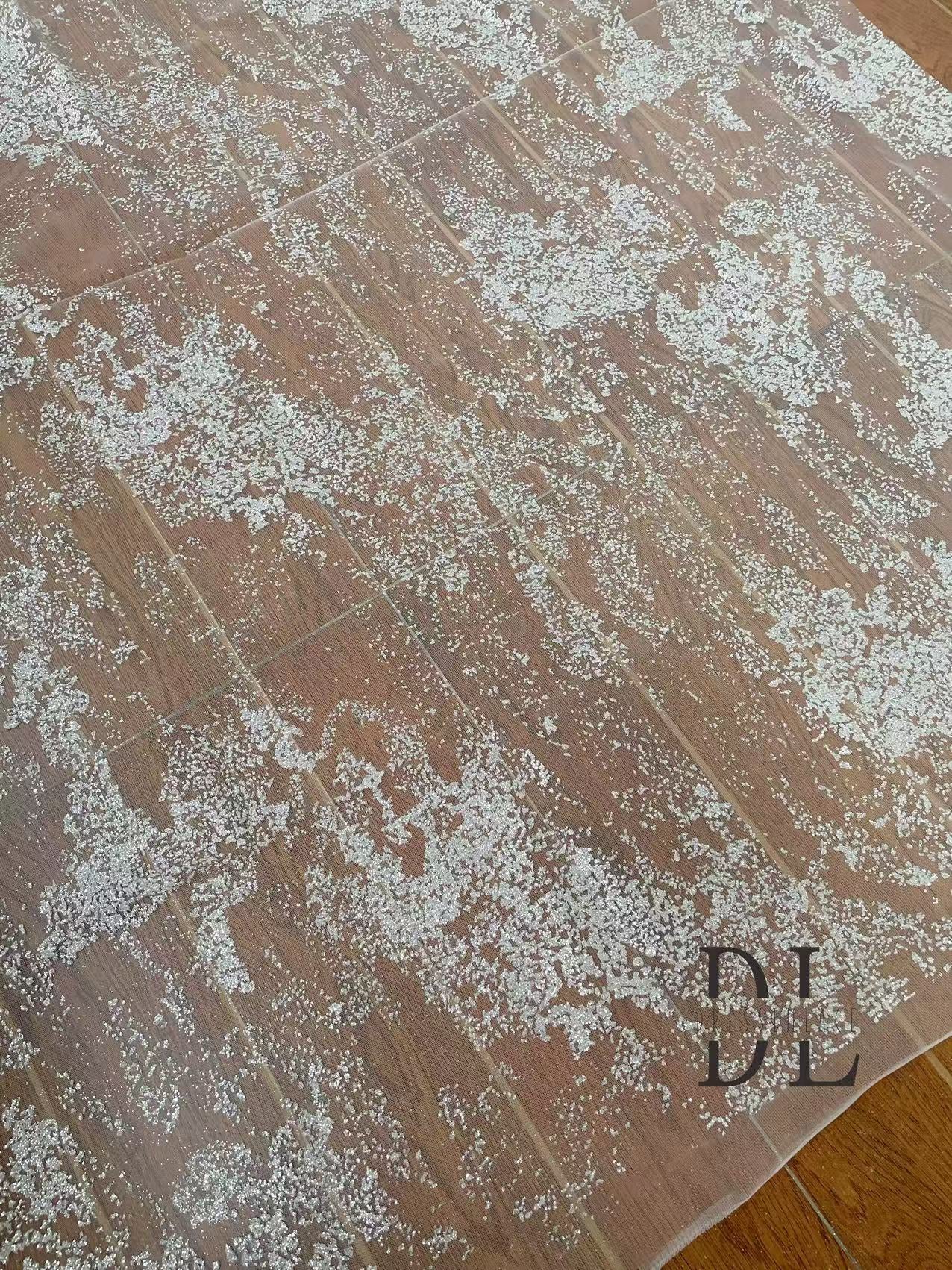 DL130182 High-quality silver Shiny glitter lace fabric for evening dress party dress wedding dress width 130cm