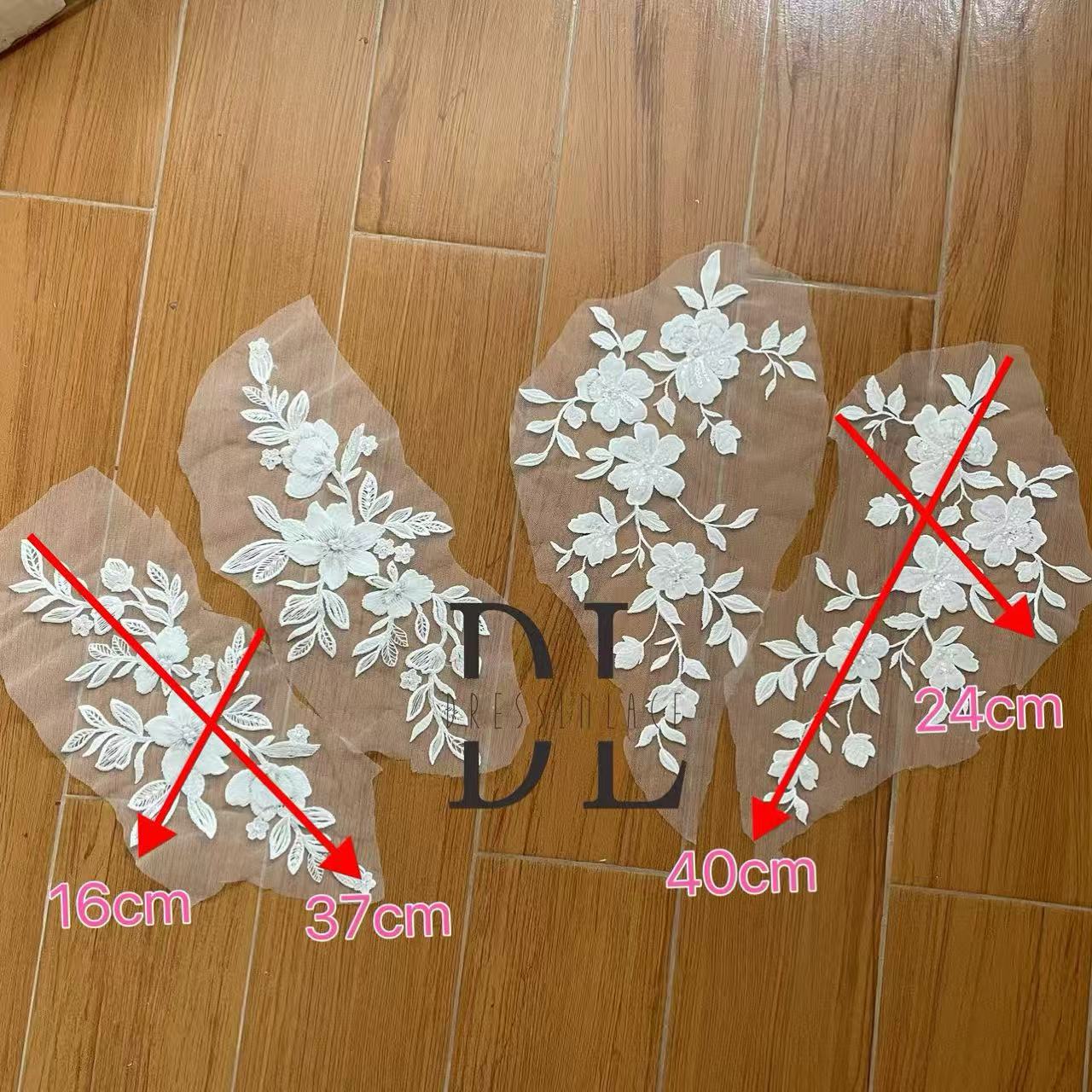 DLM2336&DLM2337 beaded flowers Lace patches for bride dresses, bridal veils, DIY fashion clothes accessories