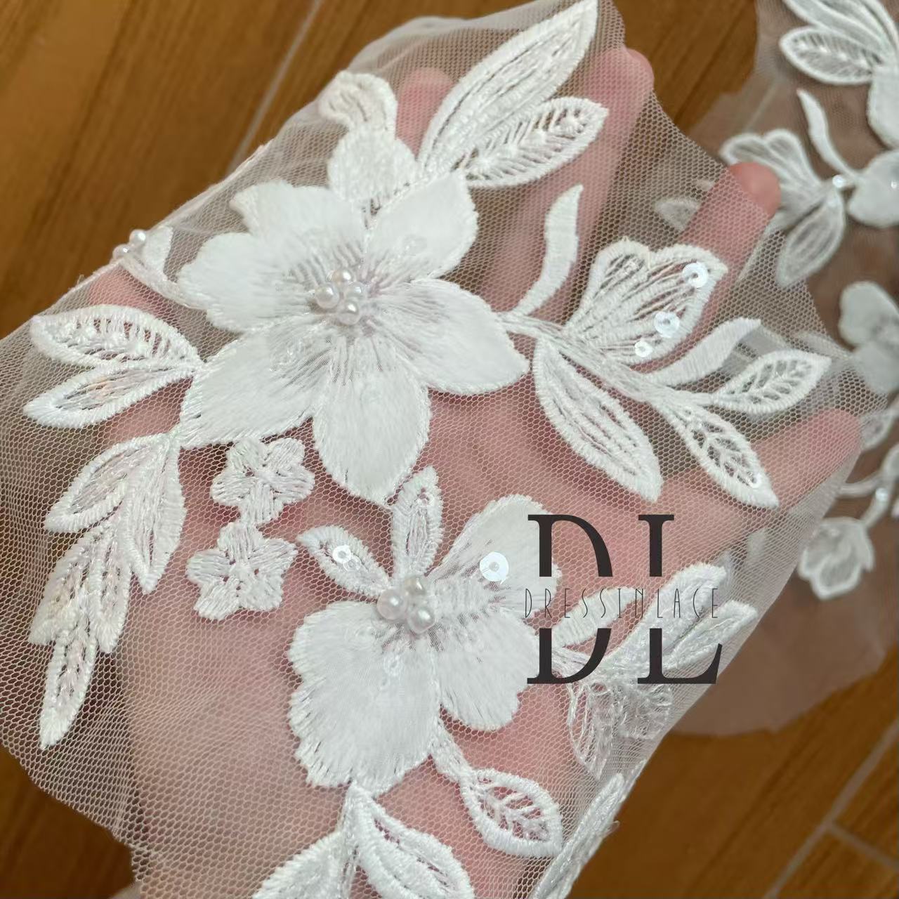 DLM2336&DLM2337 beaded flowers Lace patches for bride dresses, bridal veils, DIY fashion clothes accessories