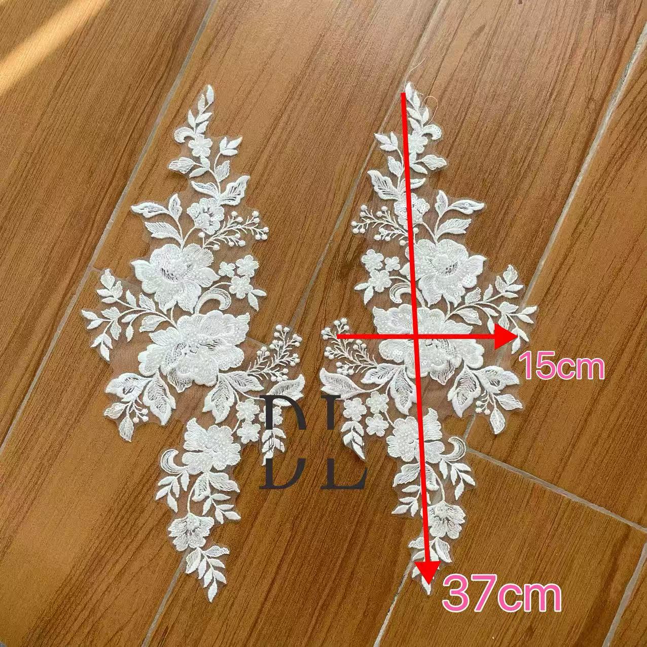 DLM2338 beading lace appliques for Bridal wedding dresses Lace motifs, designers DIY bridal veils accessories