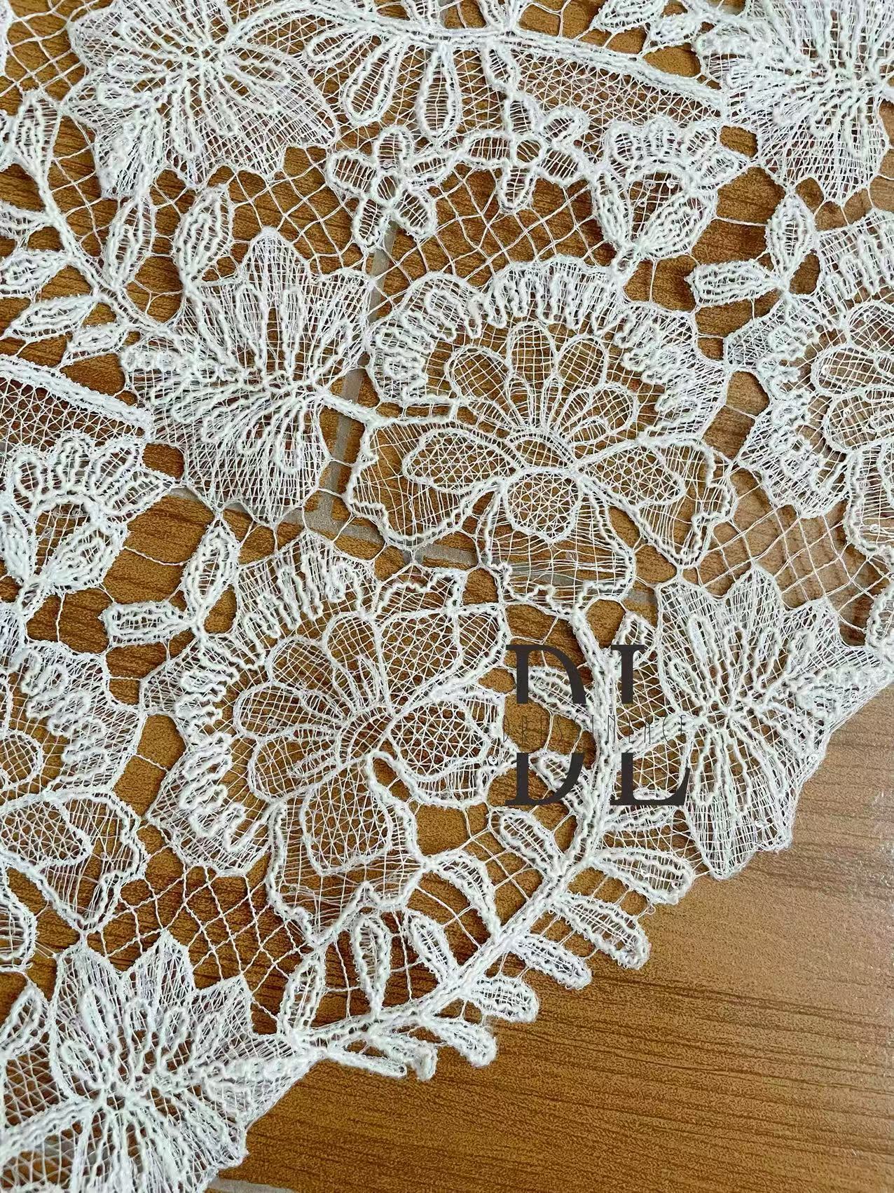 DL120195 Elegant Water Soluble Classical pattern Lace Fabric with sequins For Novia Dresses, bridal wedding gowns