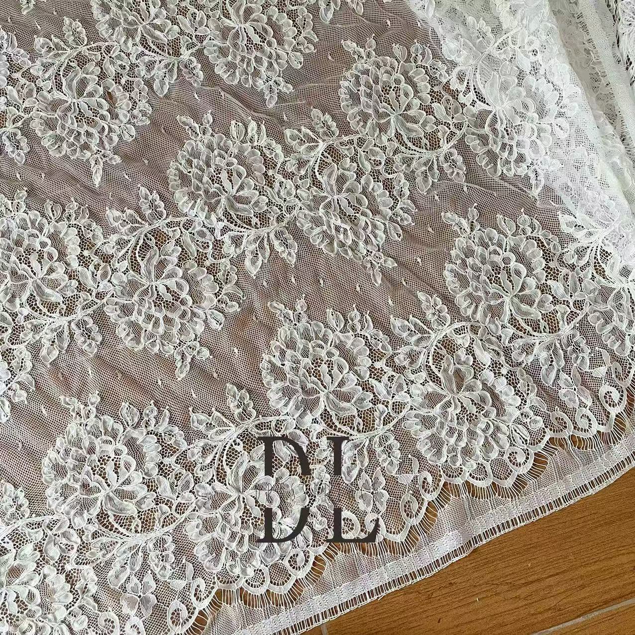 DL15137 High quality Chantilly Lace with handmade cording for bridal gowns, wedding dress, boho dress, kids dresses