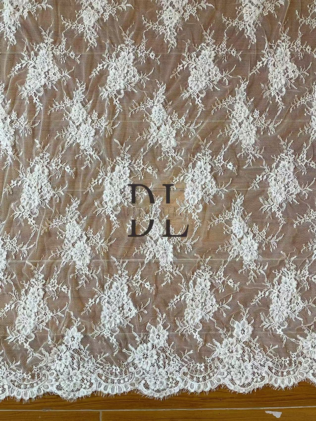 DL15104 Boho Fabrics Delicada tela de encaje Chantilly para vestidos de novia: material de pestañas suave y exquisito 