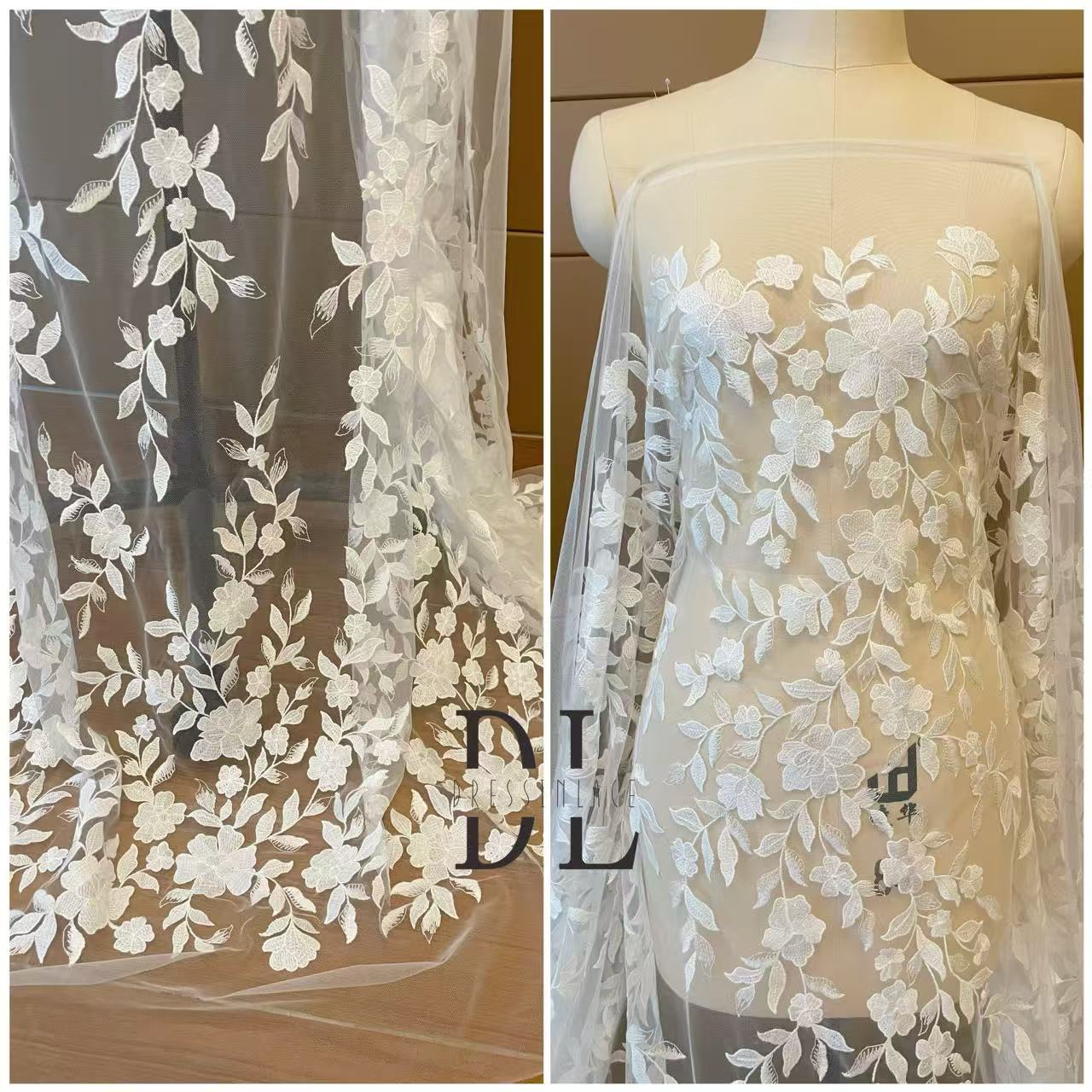 DL130259 High quality Bridal lace plain lace fabrics for formal gowns, wedding dresses, DIY bride veils