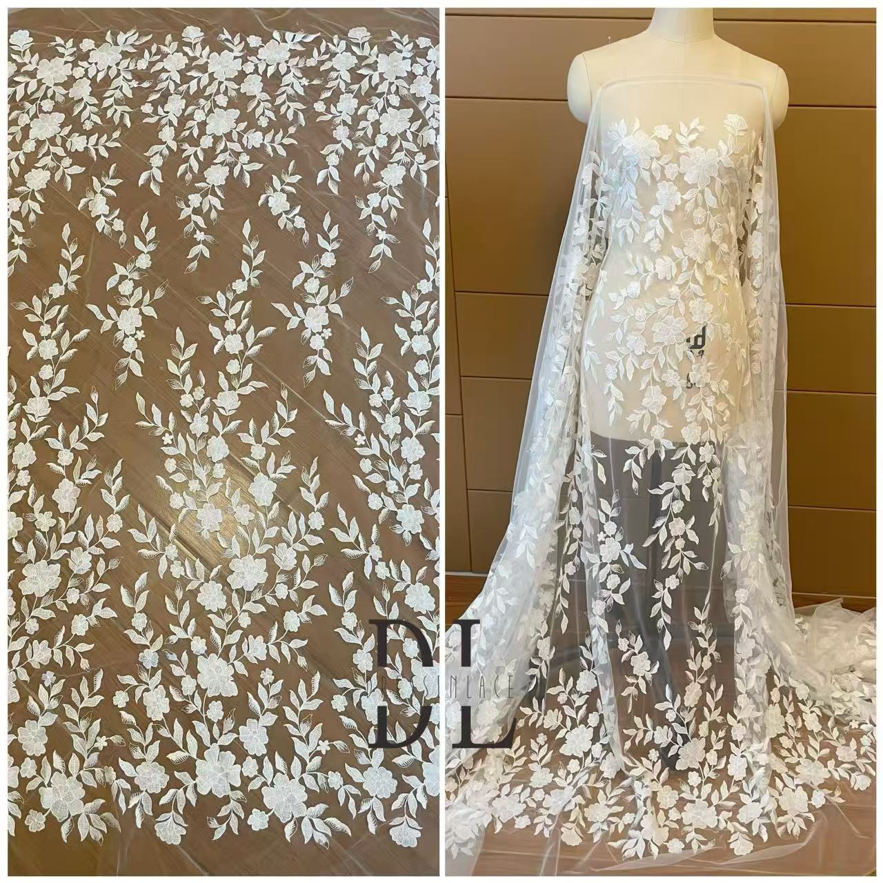 DL130259 High quality Bridal lace plain lace fabrics for formal gowns, wedding dresses, DIY bride veils