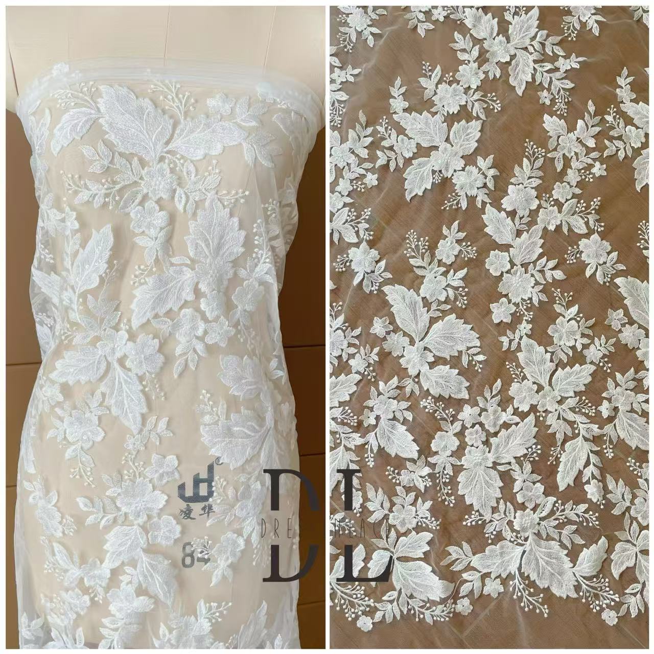 DL130260 High quality Bridal lace sequins fabrics for formal gowns, wedding dresses, DIY bride veils, home textiles