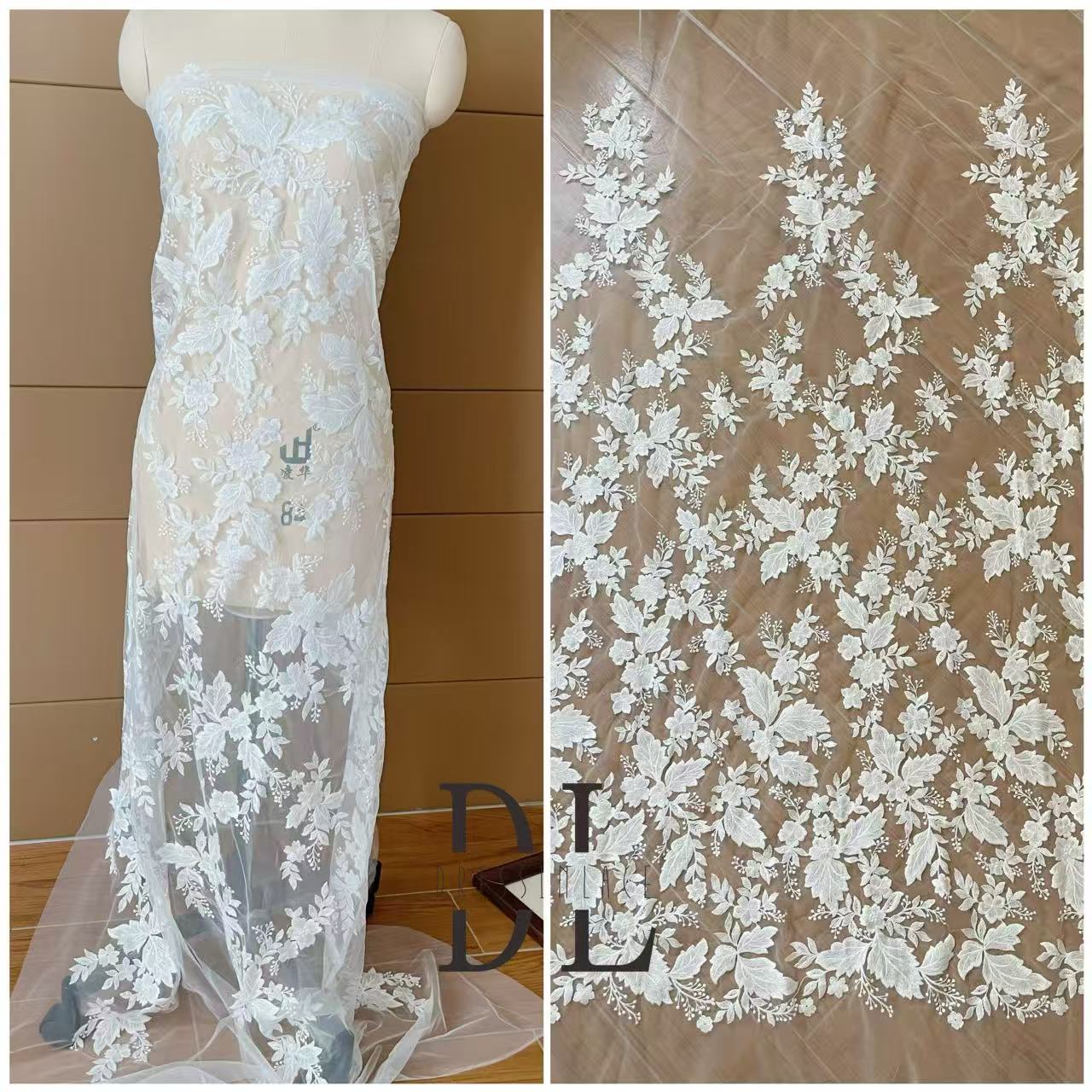 DL130260 High quality Bridal lace sequins fabrics for formal gowns, wedding dresses, DIY bride veils, home textiles
