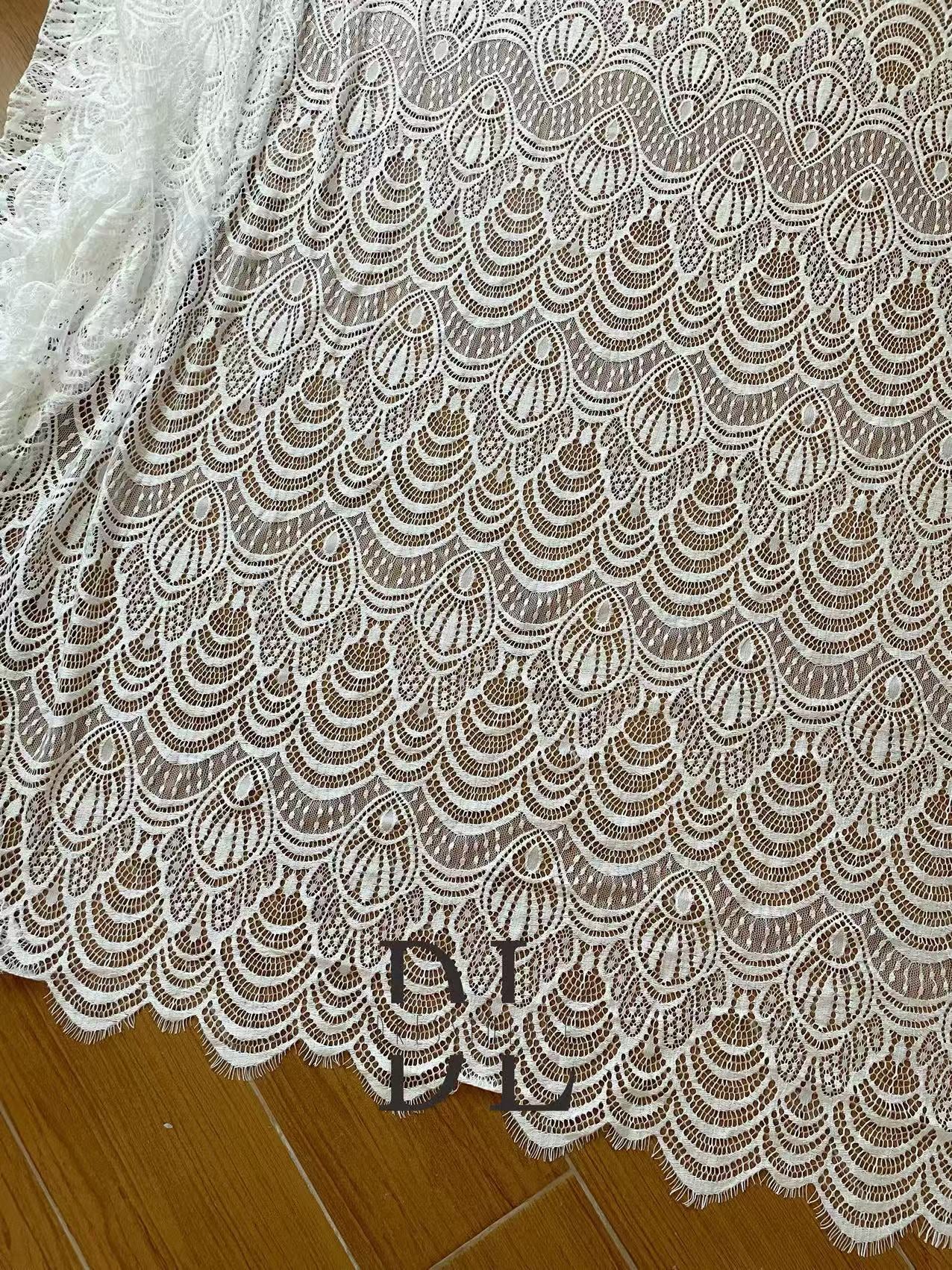 DL15096 French Chantilly Lace with Eyelash for bride gowns, wedding dress, boho dress, home textiles