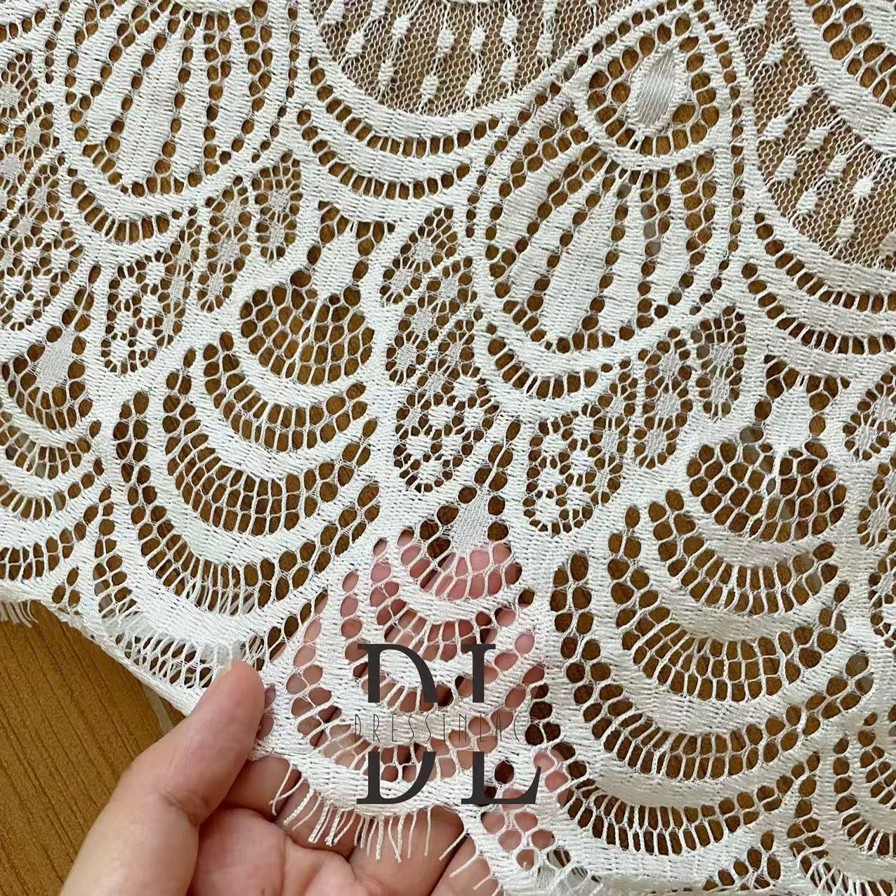 DL15096 French Chantilly Lace with Eyelash for bride gowns, wedding dress, boho dress, home textiles