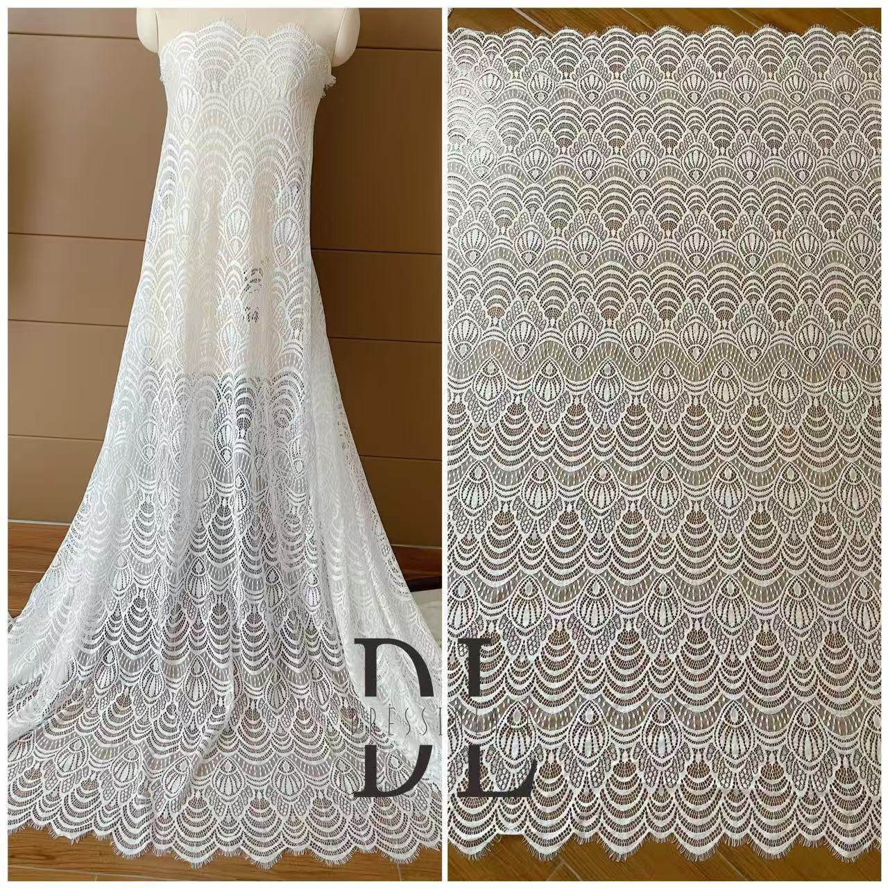 DL15096 French Chantilly Lace with Eyelash for bride gowns, wedding dress, boho dress, home textiles