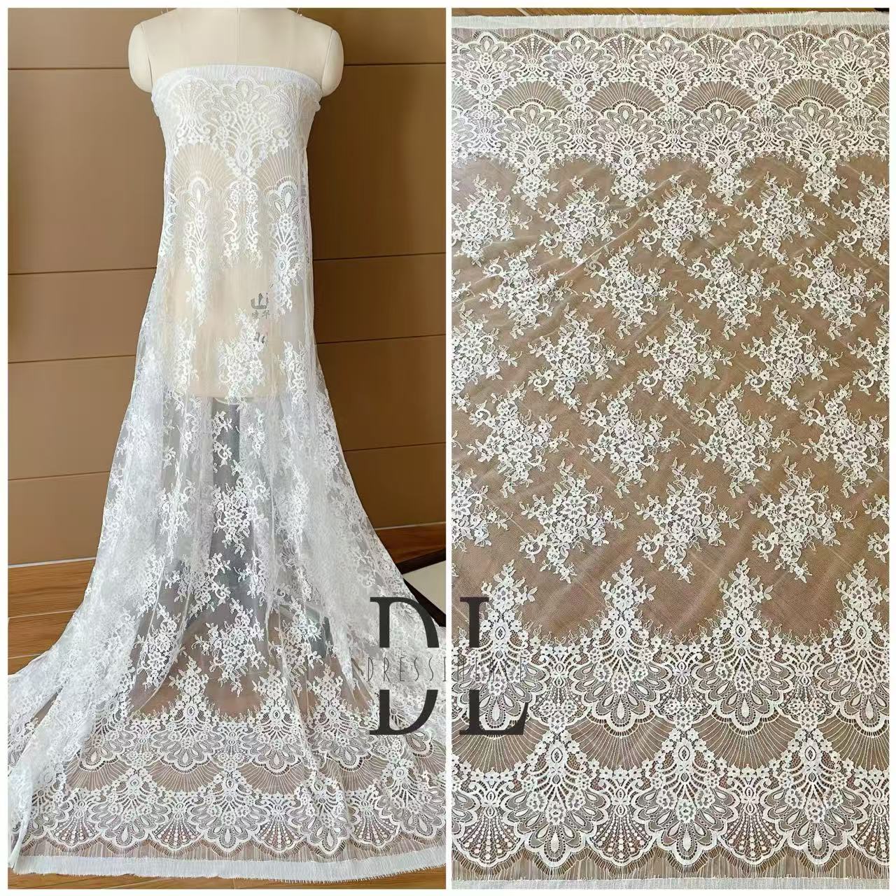 DL15134 Eyelash Chantilly Lace for bride gowns, wedding dress, boho dress, kids dresses, home textiles