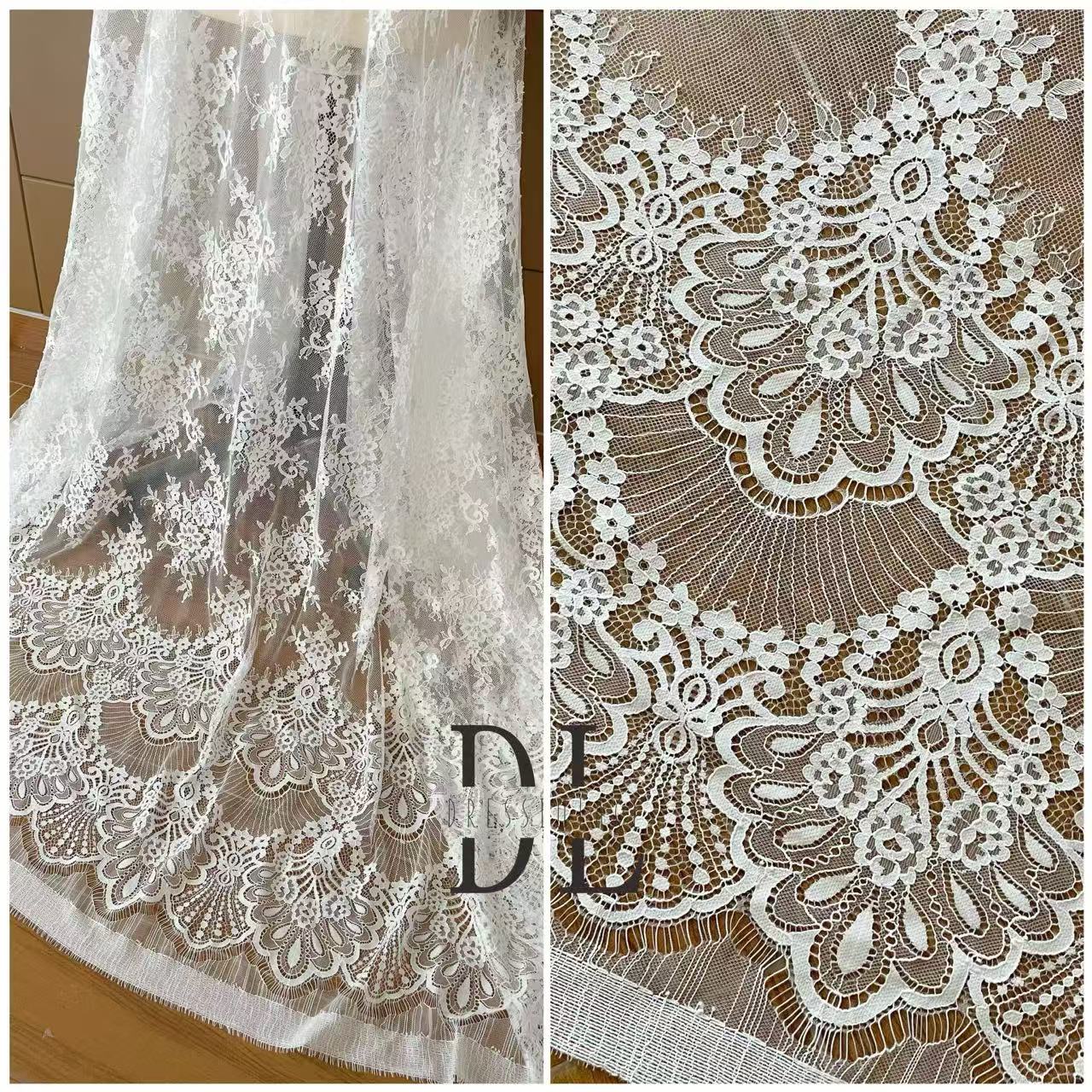 DL15134 Eyelash Chantilly Lace for bride gowns, wedding dress, boho dress, kids dresses, home textiles